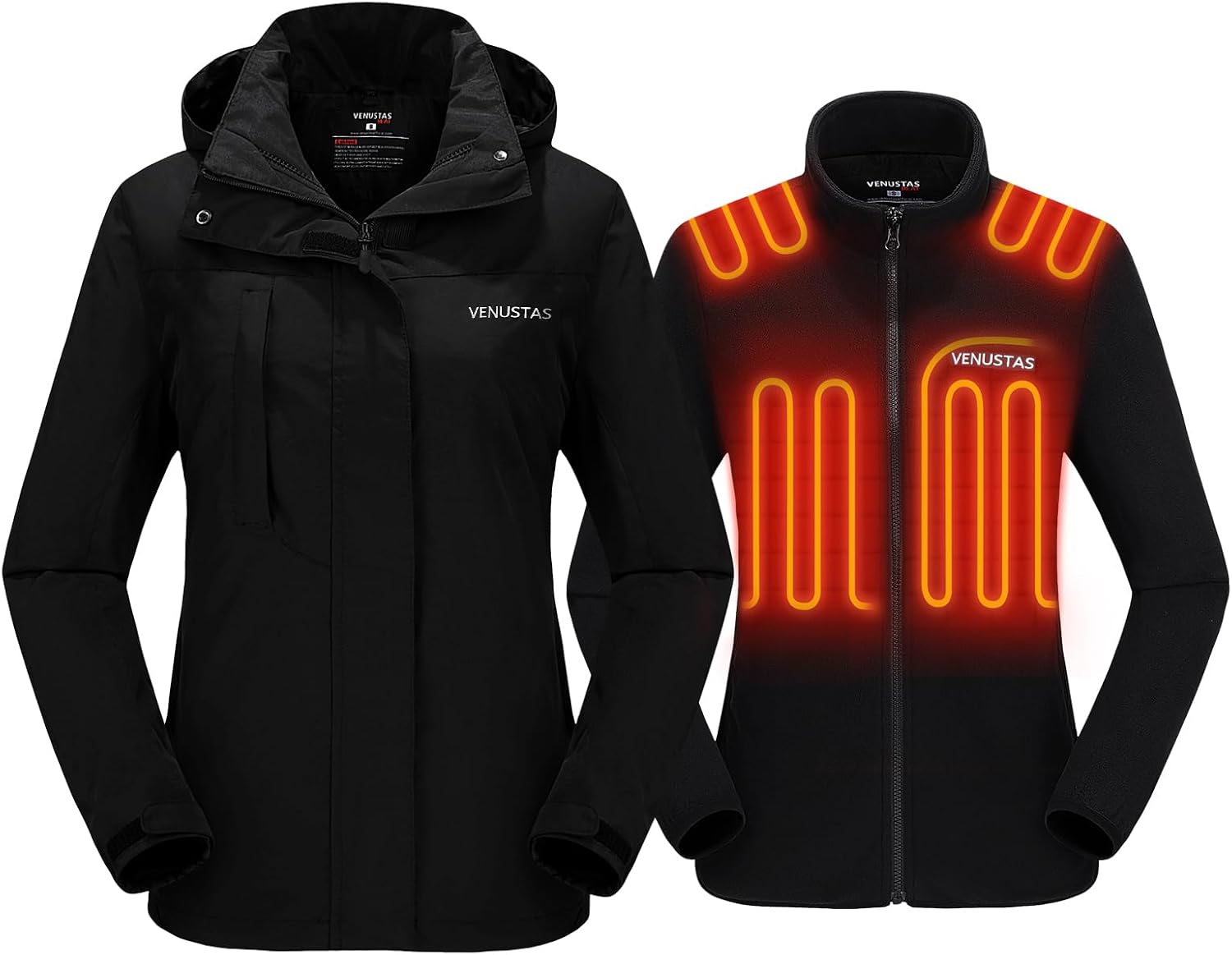 Venustas Women’s 3-in-1 Heated Jacket with Battery, Waterproof Jacket with Hood...