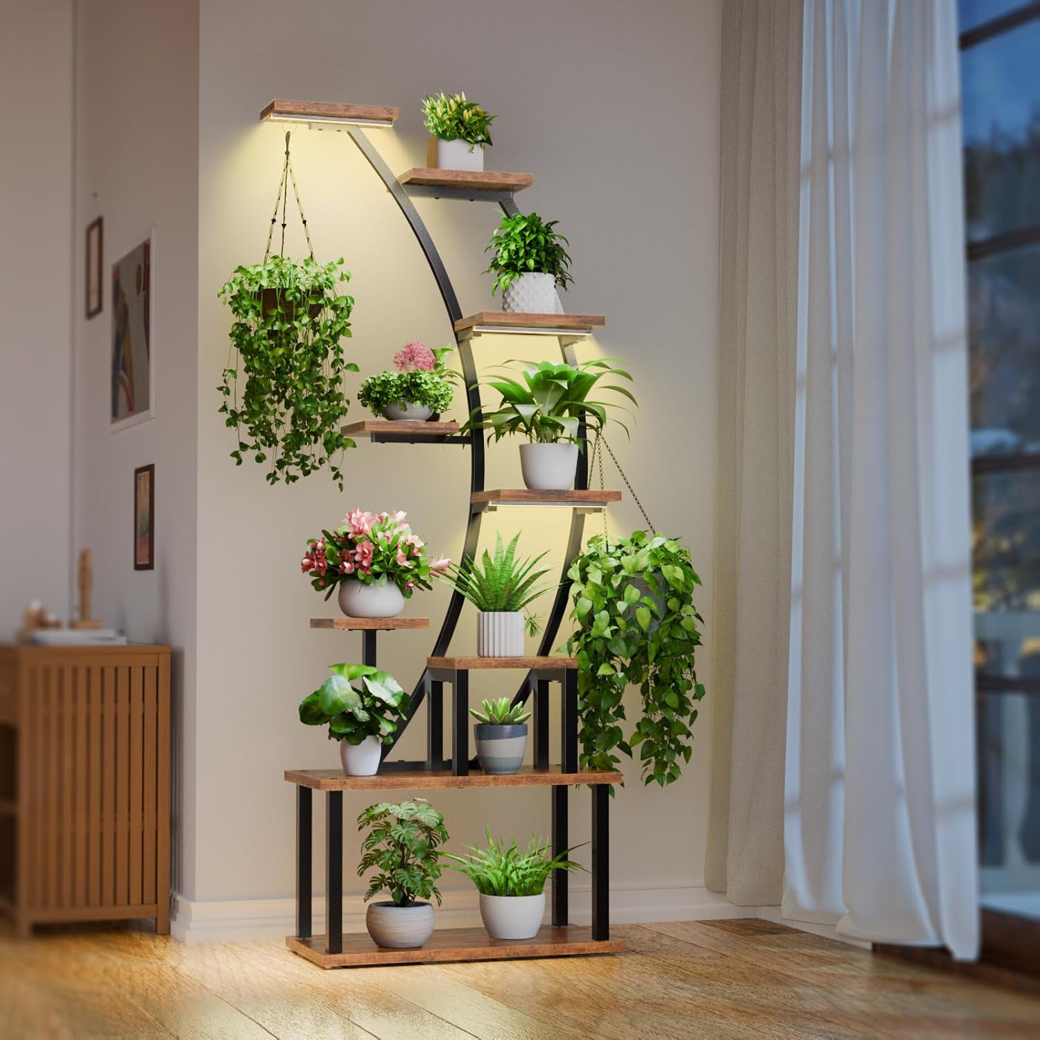 Plant Stand Indoor with Grow Lights, 9 Tiered Meta...