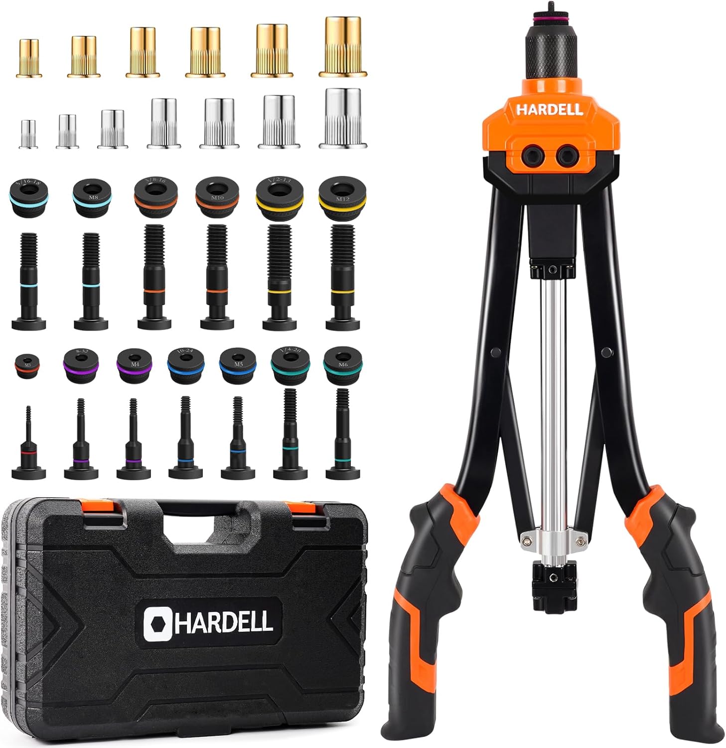 HARDELL 16" Rivet Nut Tool, Auto Release Rivnut Tool Kit with 13 Metric and SAE...