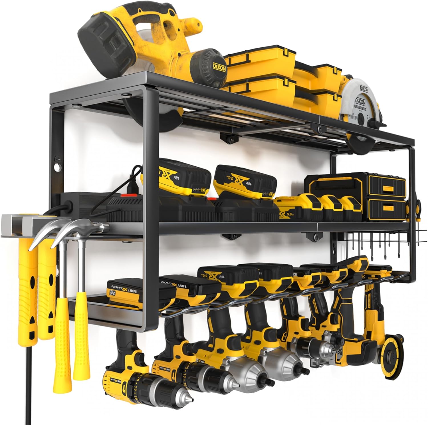 YYR Heavy Duty Power Tool Organizer with Charging Station, Cordless Drill Hanger...