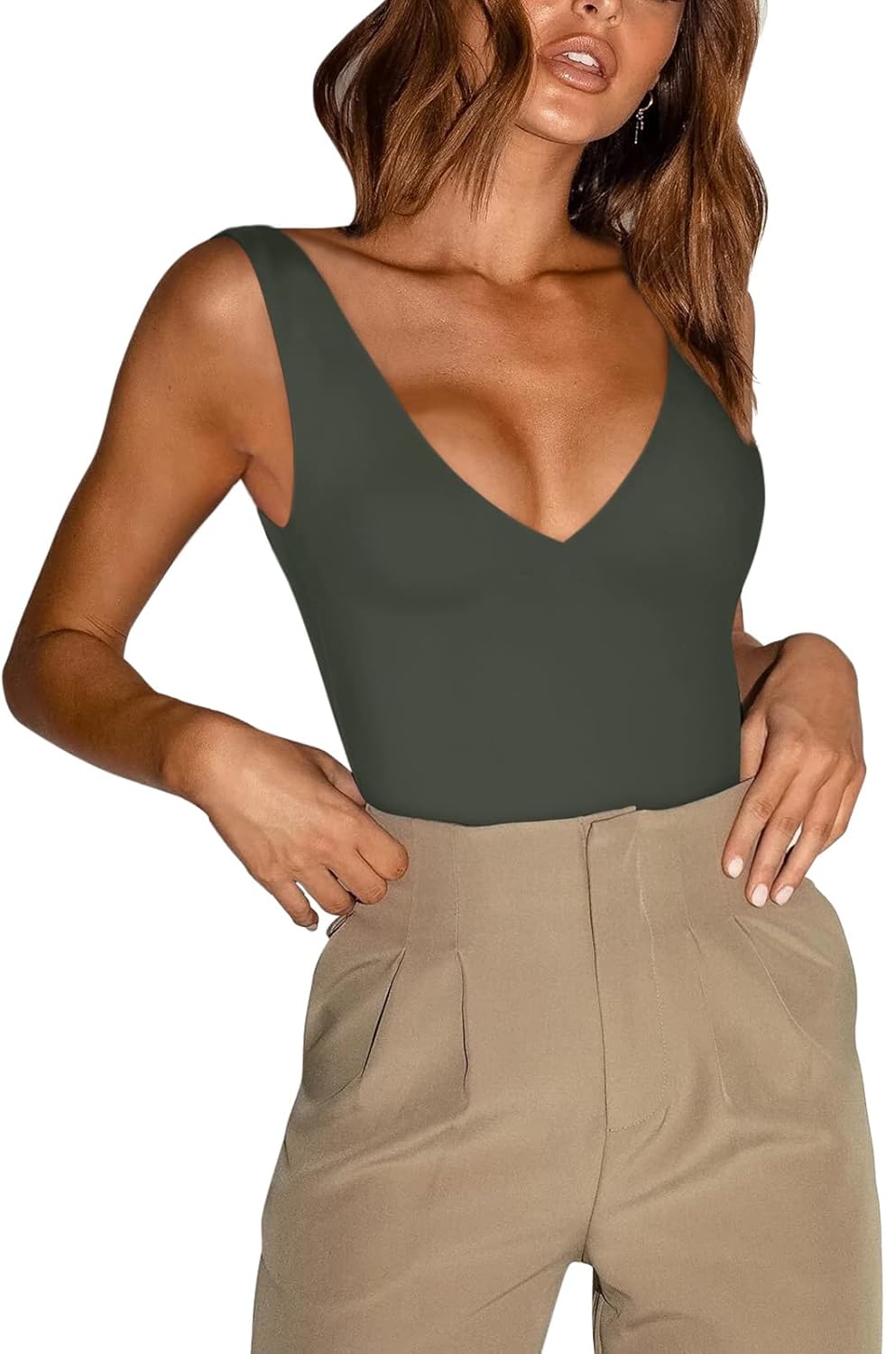 REORIA Butsmooth® Women’s Trendy Sexy Plunge Deep V Neck Sleeveless V Backless G...