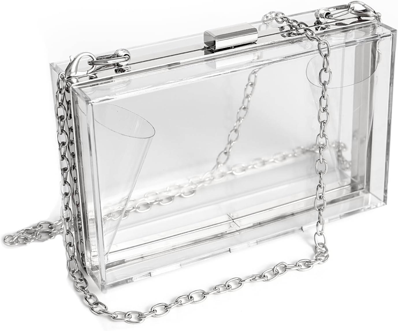 WJCD Women Clear Purse Acrylic Box Clutch Handbag, Small Transparent Crossbody E...