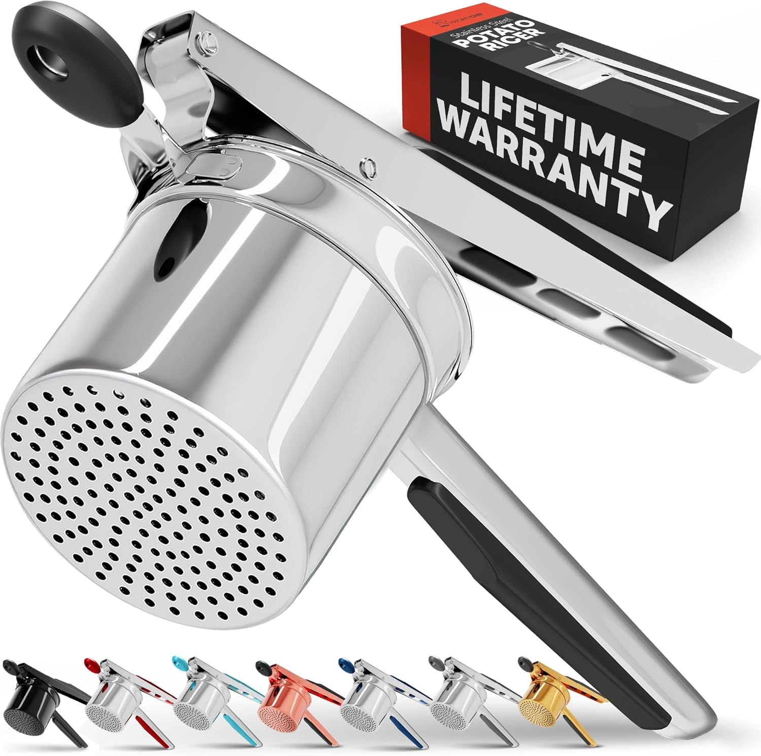 PriorityChef Large 15oz Potato Ricer, Heavy Duty Stainless Steel Potato Masher a...