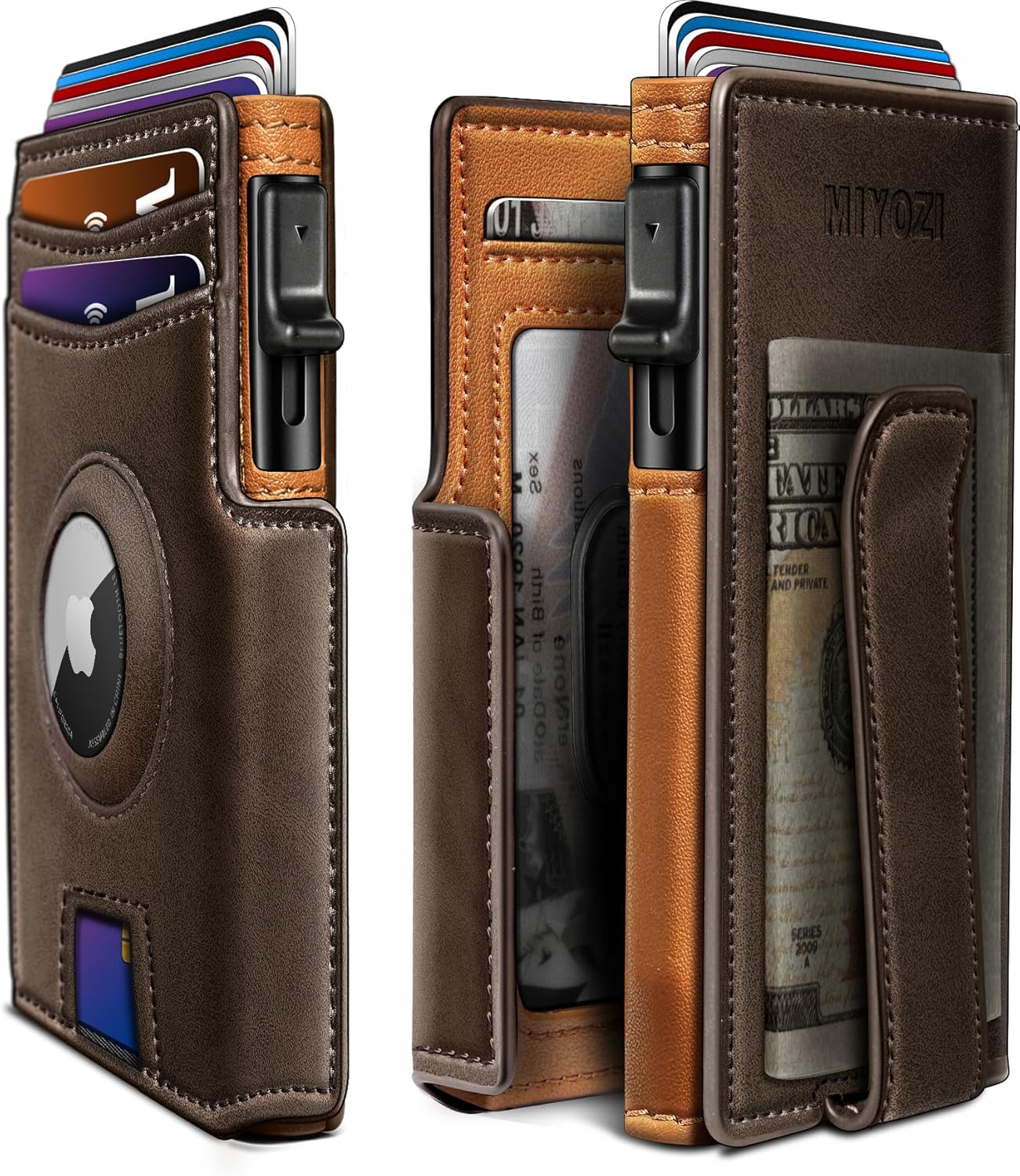 Airtag Wallet for Men,with Money Clip 10 Cards Metal Case Smart Slim Pop Up Cred...