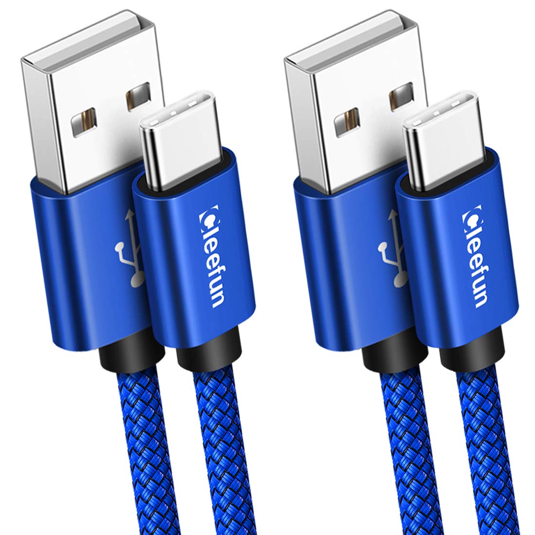 CLEEFUN USB A to USB C 3A Fast Charging Cable[1m, 2-Pack], Nylon Braided Type C...