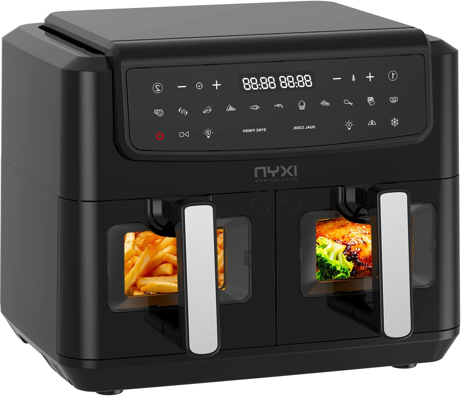 Nyxi Air Fryer 9L Dual Basket (4.5L Each Basket), Visual Window, 13 Cooking Mode...