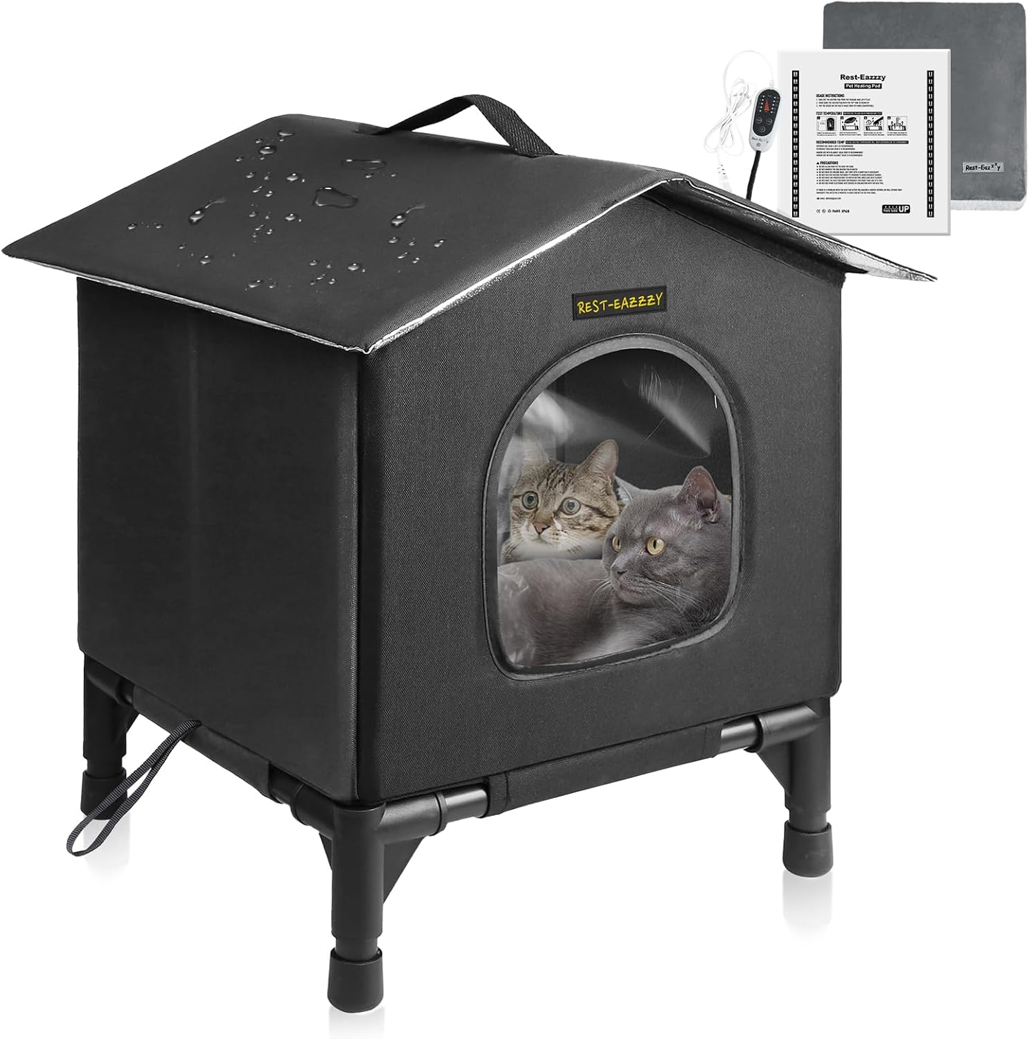 Heated Cat House for Indoor Cats in Winter, Waterproof, Fully Insulated Shelter...