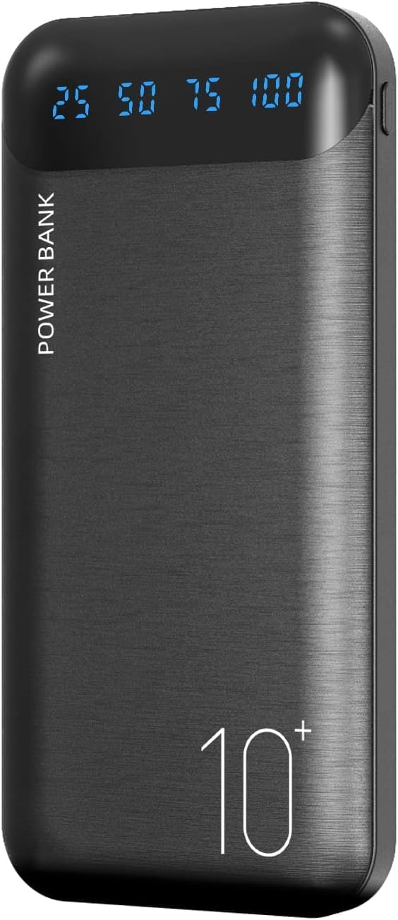 Power Bank 10000mAh Portable Charger Slim External Battery Pack with 2 USB 2.4A...