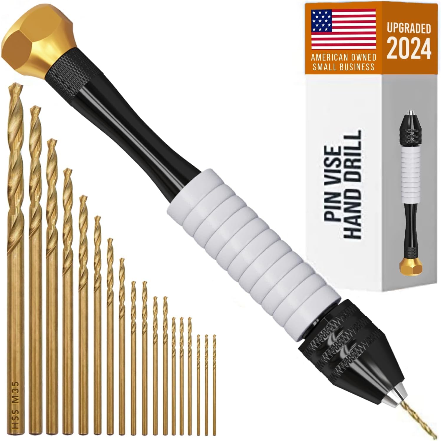 Pin Vise Hand Drill Manual - Jewelry Drill w/Micro Drill Bits (0.8mm-2.5mm) - Ro...