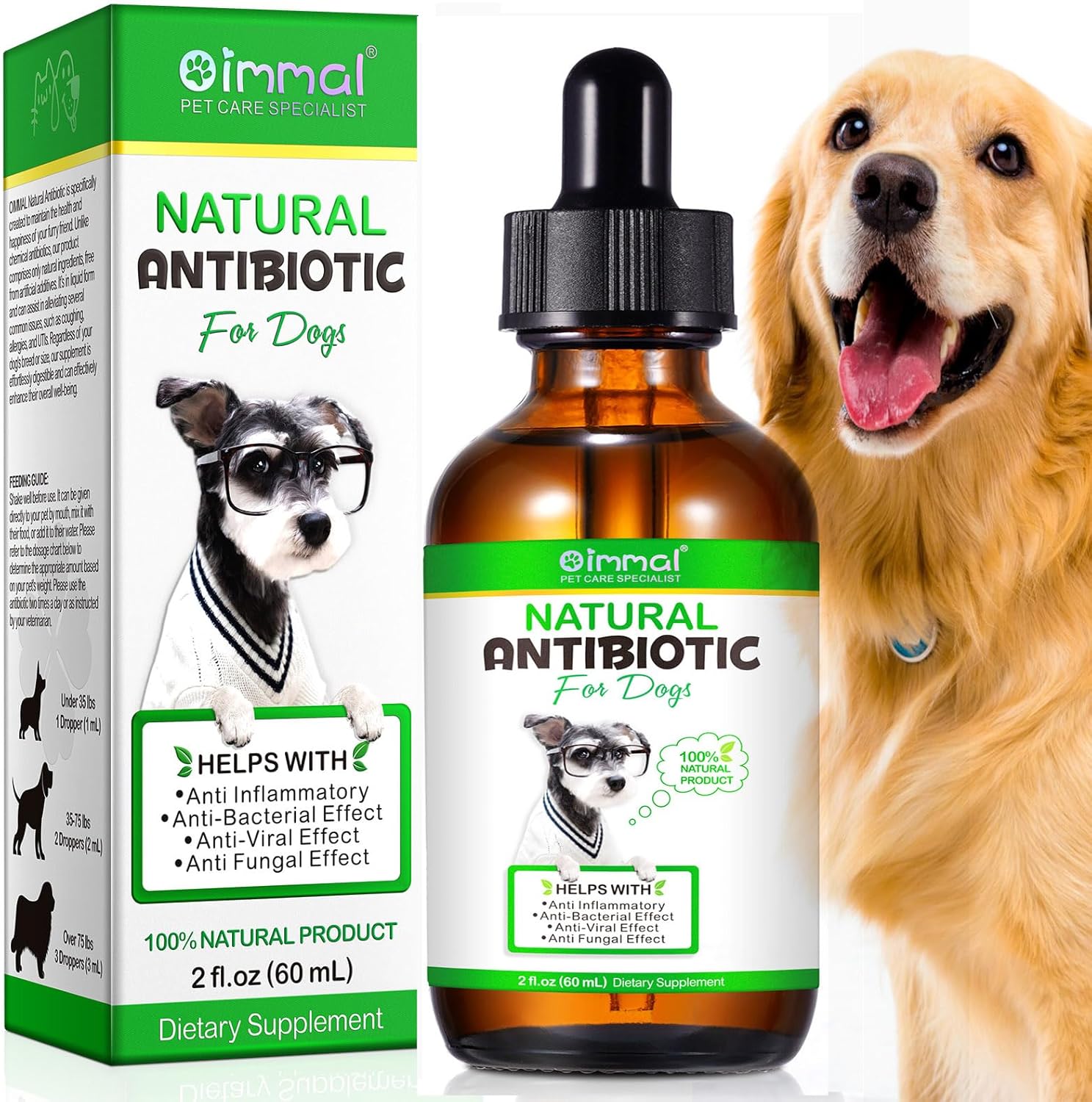Dog Antibiotics, Natural Antibiotics for Dogs (60ml), Yeast Infection Treatment...