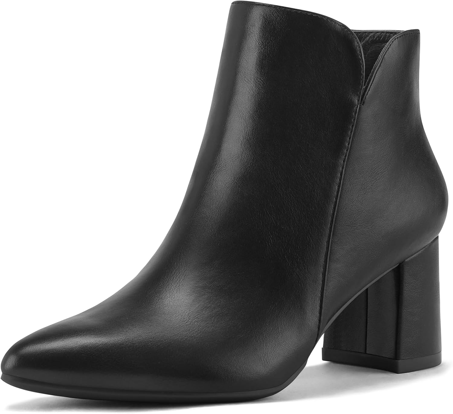 mysoft Women's Ankle Boots Chunky Block Low Heel Comfortable Pointed Toe Side V...