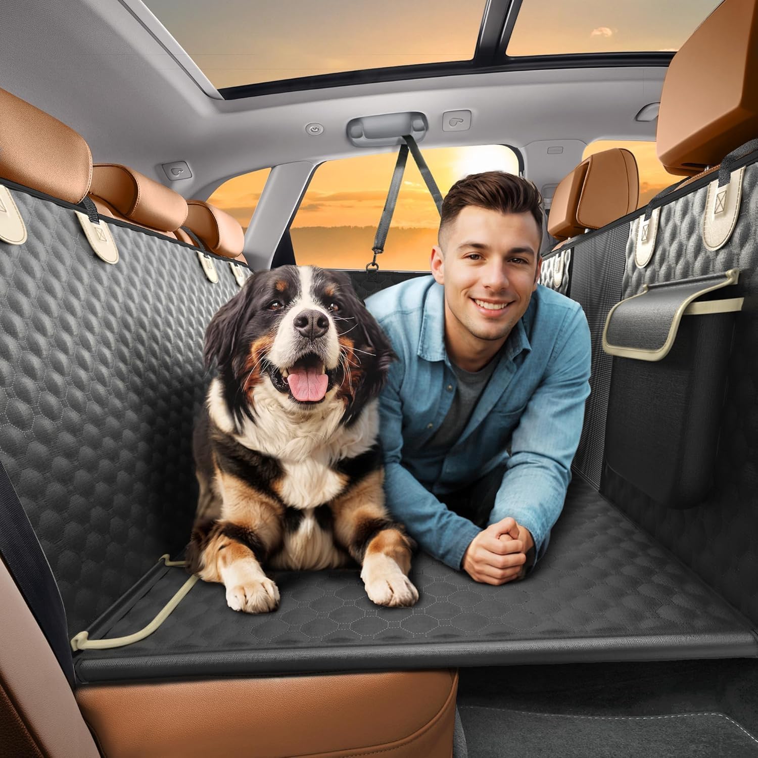 Back Seat Extender for Dogs, Heavy Duty Dog Car Seat Cover for Back Seat and Agg...