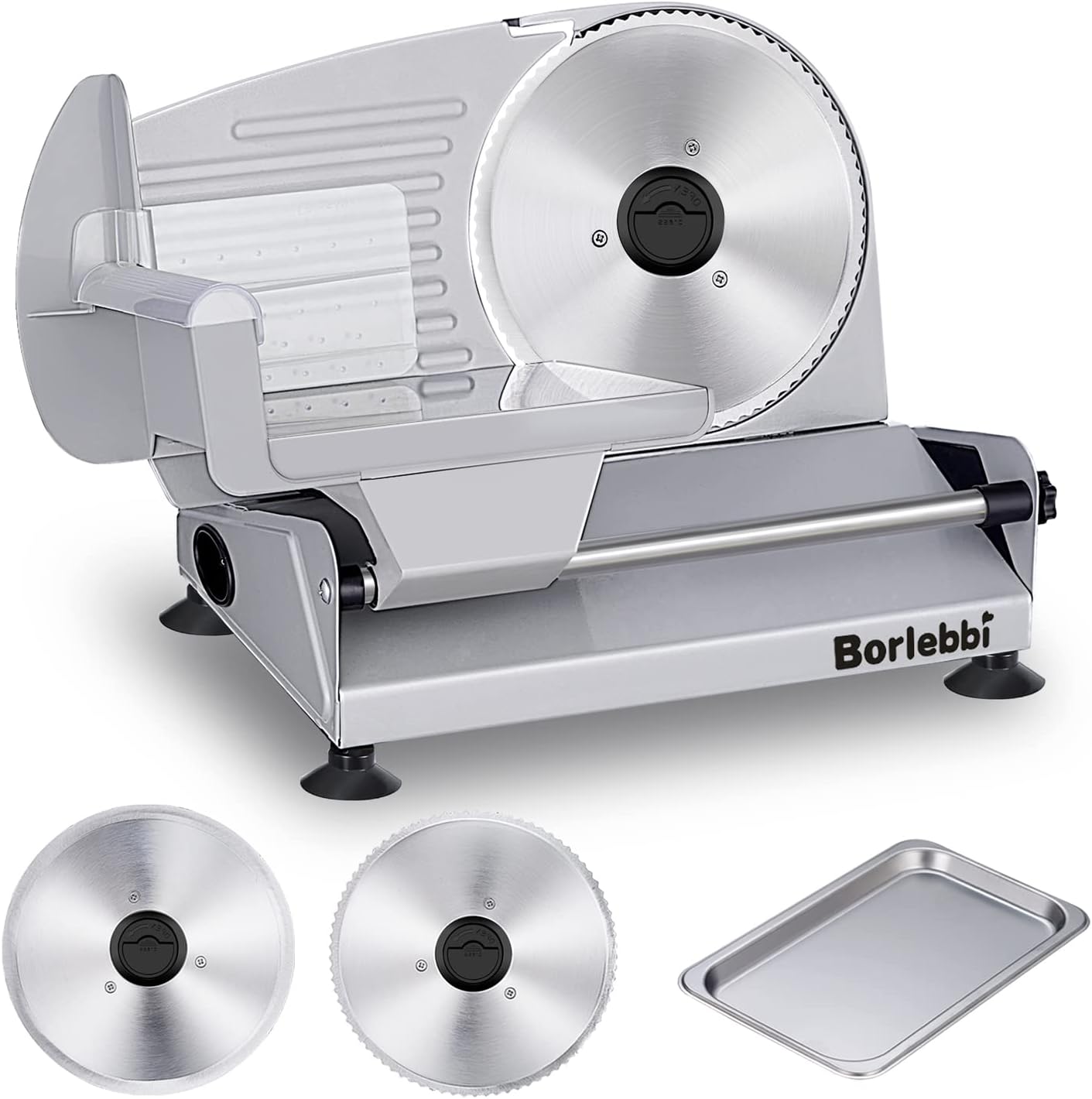 Meat Slicer, 200W Electric Food Slicer with 2 Removable 7.5" Stainless Steel Bla...