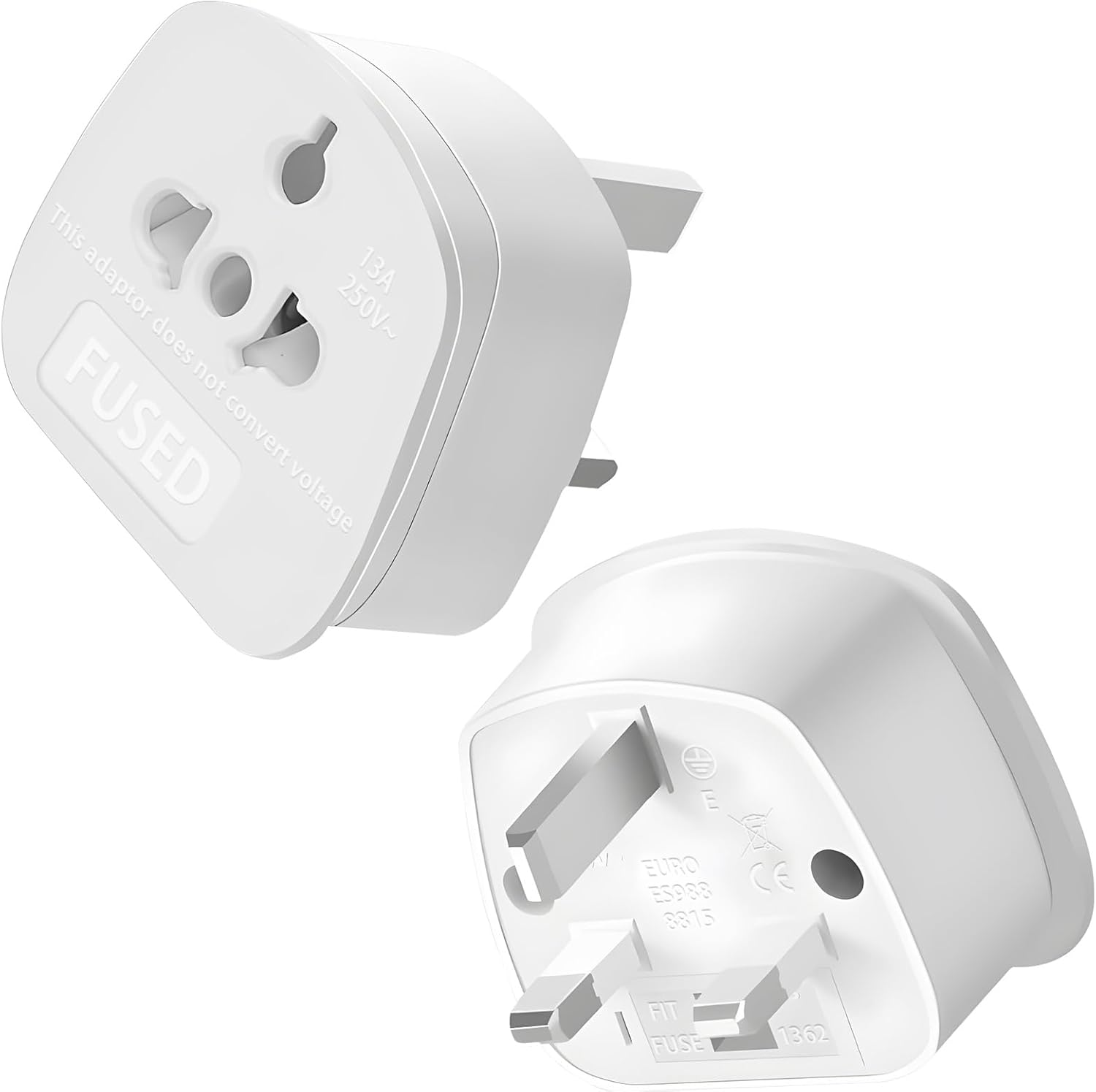 2 Pin to 3 Pin Plug Adaptor 2 Pack,13A 250V Global Appliance Converter Plug for...