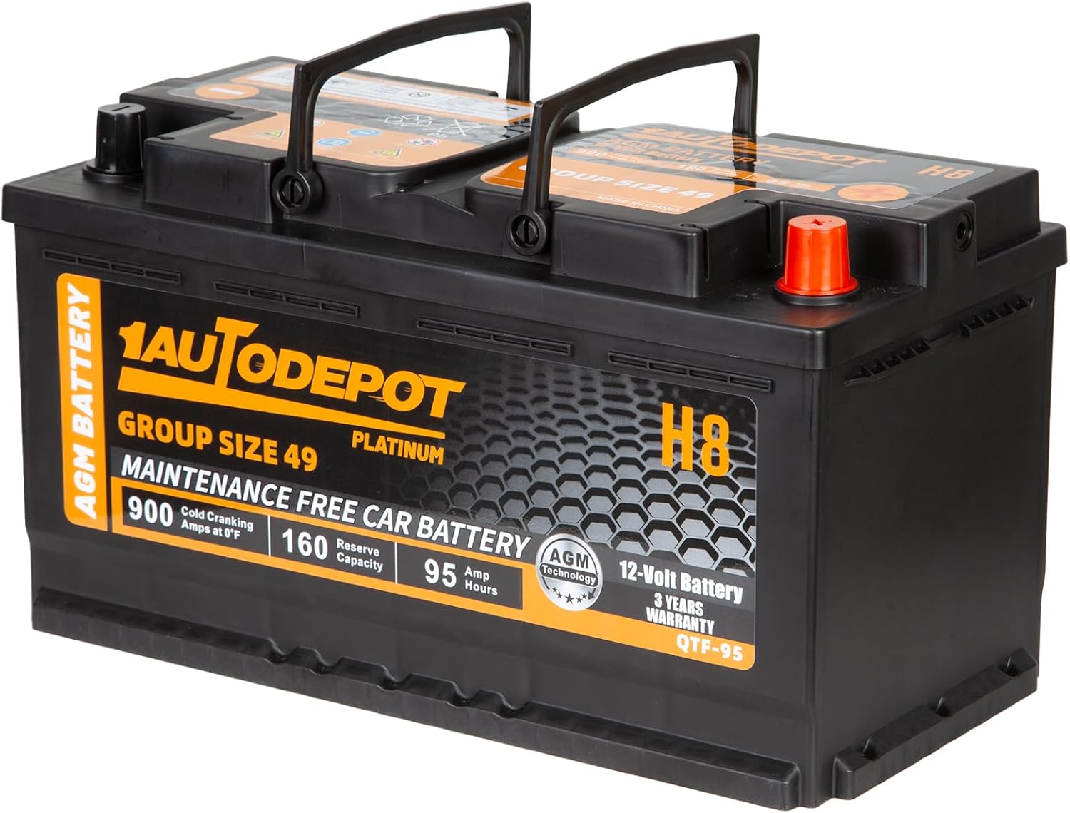 BCI Group 49 Car Battery, 12V 95Ah Size H8 Automotive Battery Premium Maintenanc...