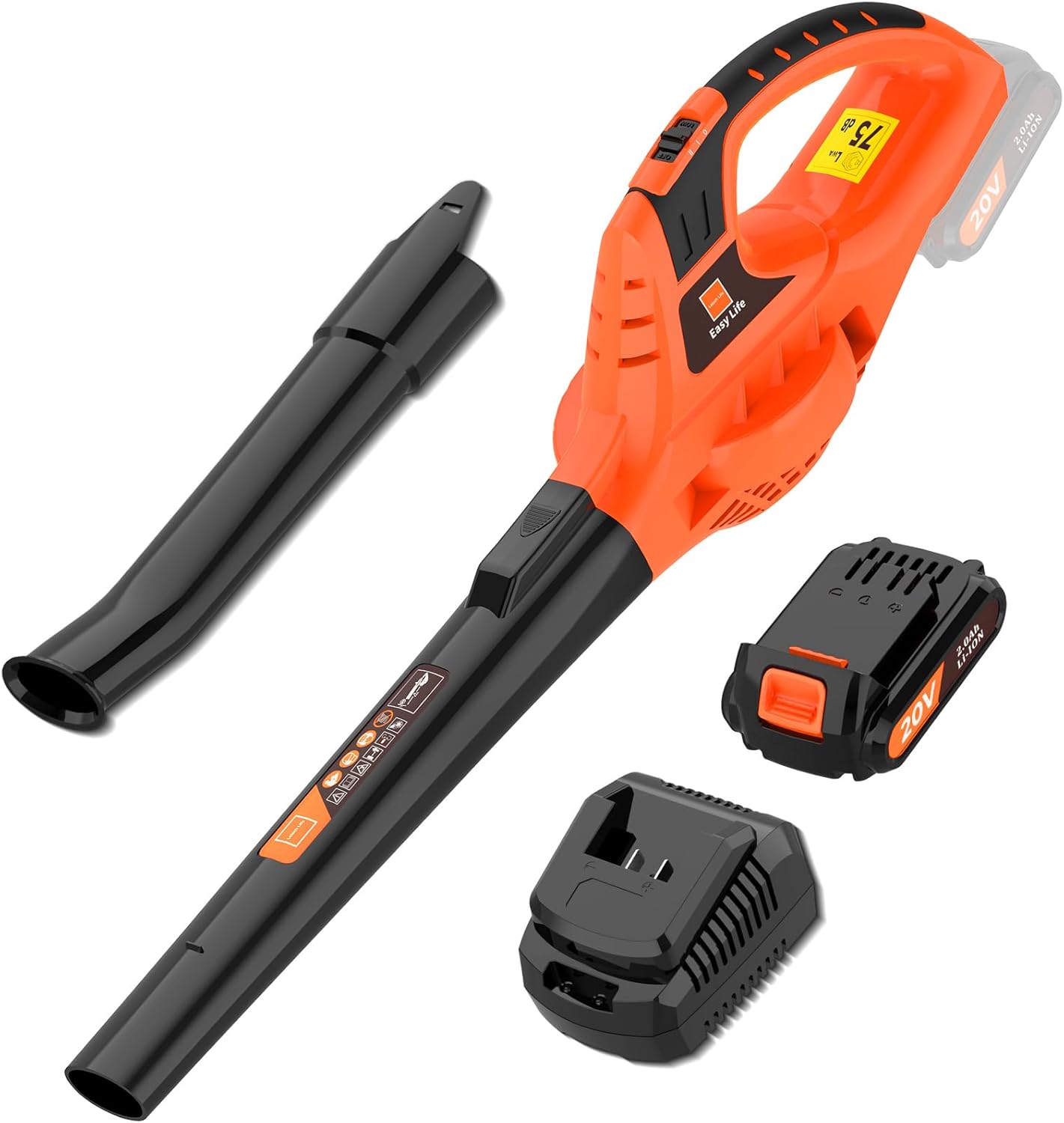 Leaf Blower Cordless,21V Handheld Electric Leaf Blower with 2.0Ah Battery and Ch...