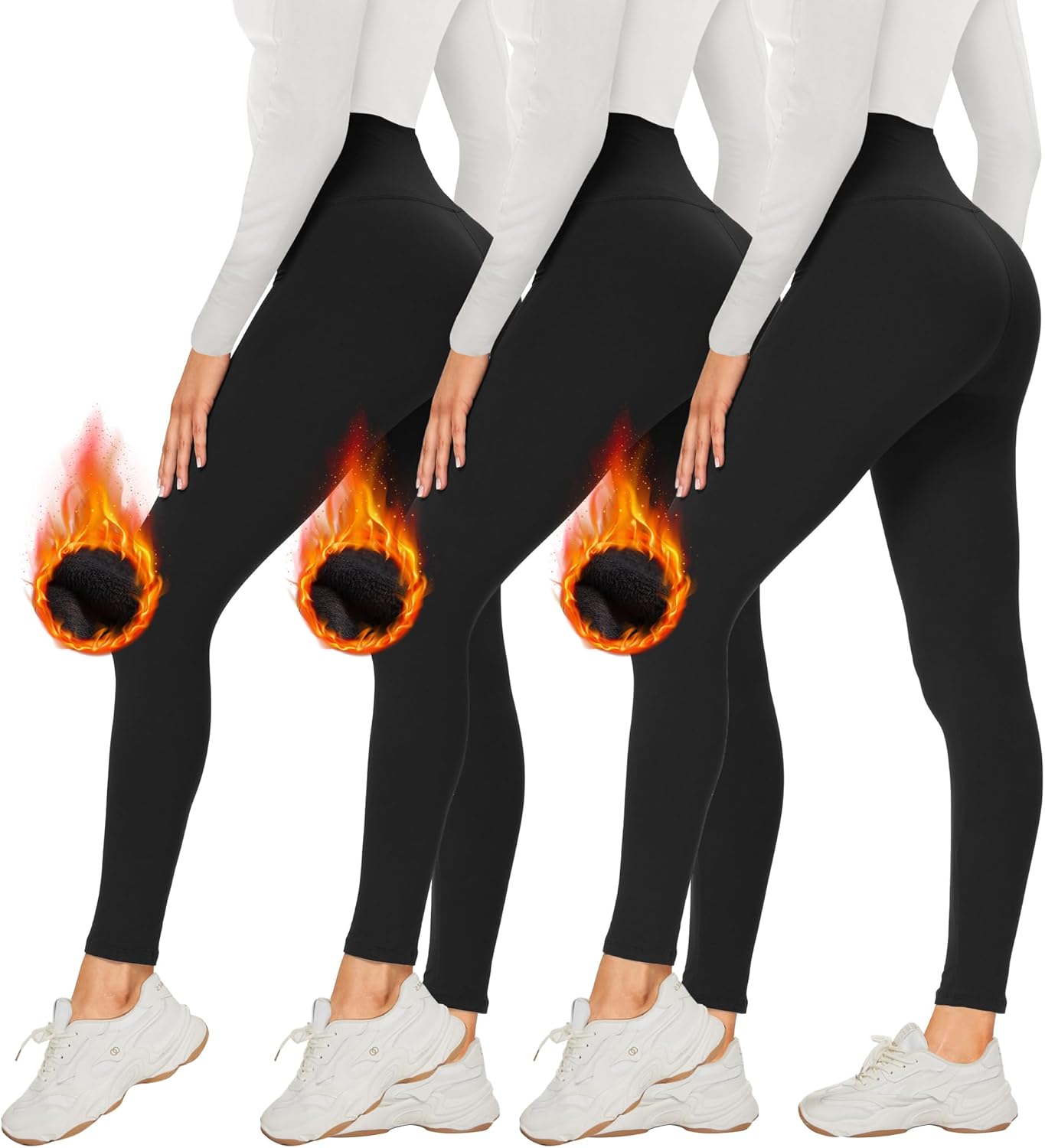 DDOBB 3 Pack Leggings for Women High Waisted Black Leggings Tummy Control Stretc...