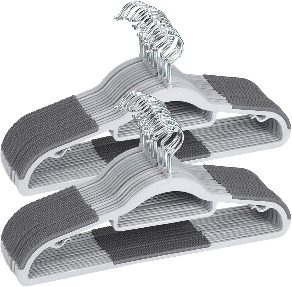 Plastic Hangers 50 Pack Heavy Duty Dry Wet Clothes Hangers with Non-Slip Pads Sp...
