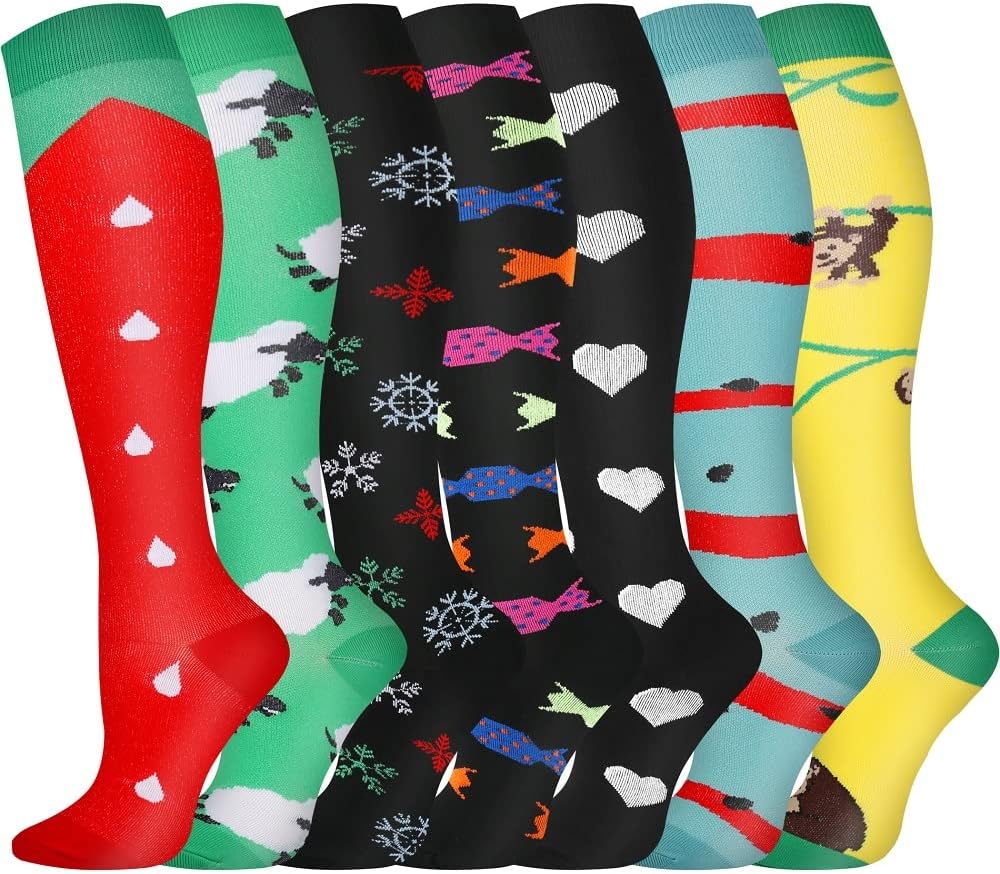 Pnosnesy Compression Socks, (2/7 Pairs) for Men & Women 15-20 mmHg is Best for A...