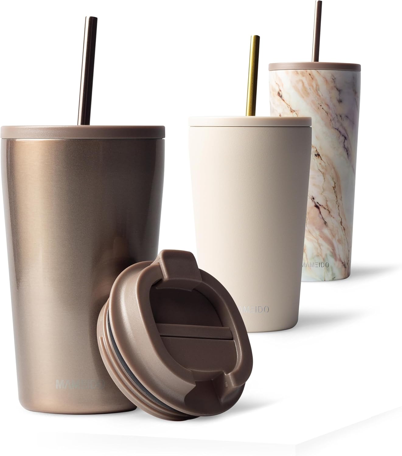 MAMEIDO Travel Mug 470ml & 700ml - Leakproof Tumbler with Straw & Lid, Stainless...