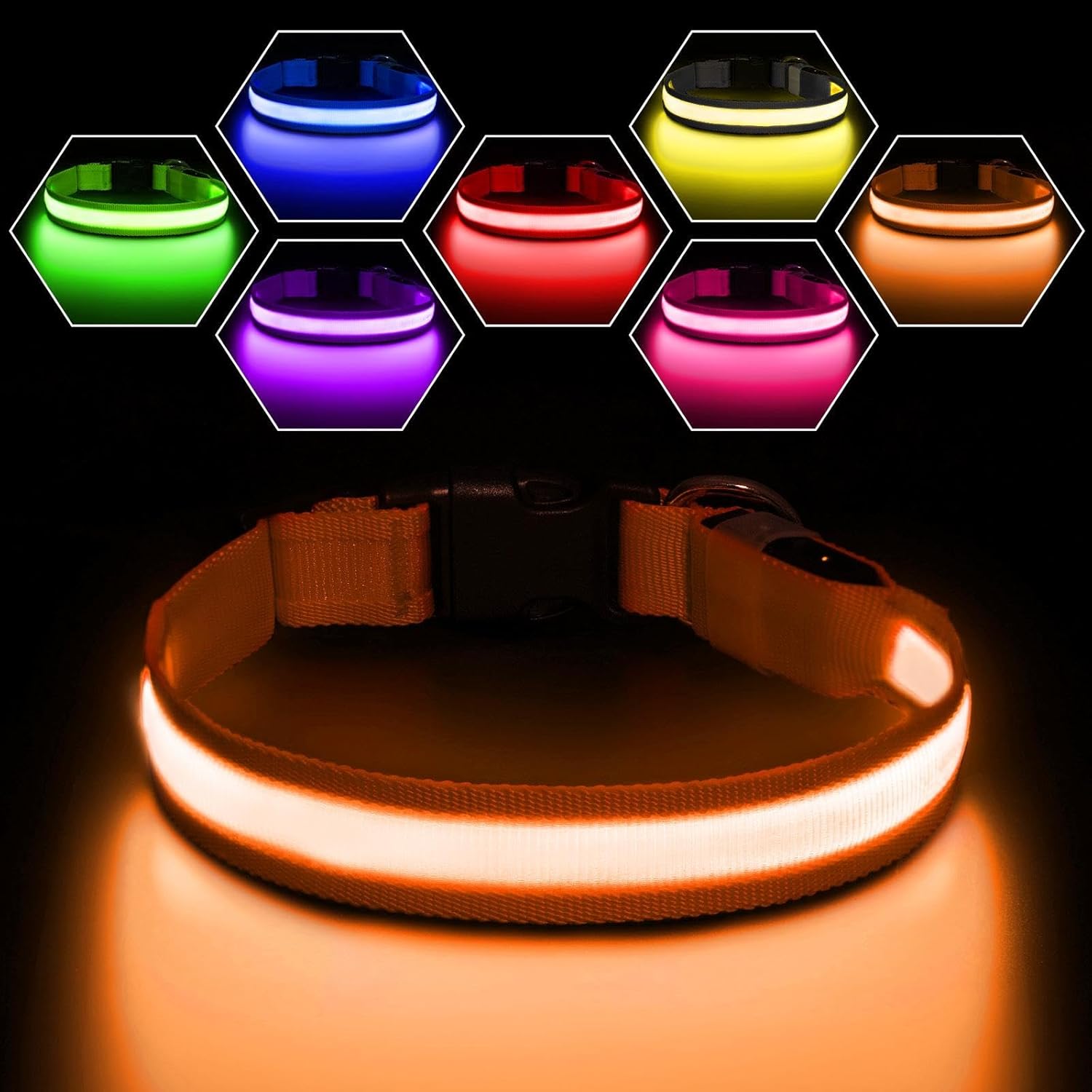 PcEoTllar Light Up Dog Collar, Dog Collar Light for Night, Rechargeable Flashing...