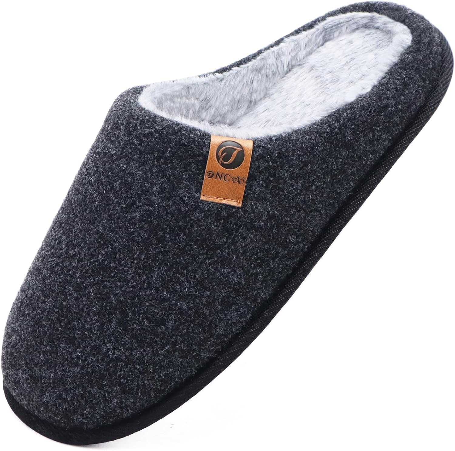 ONCAI Mens Slippers Memory Foam Slippers Slip On Warm Fluffy House Indoor/Outdoo...