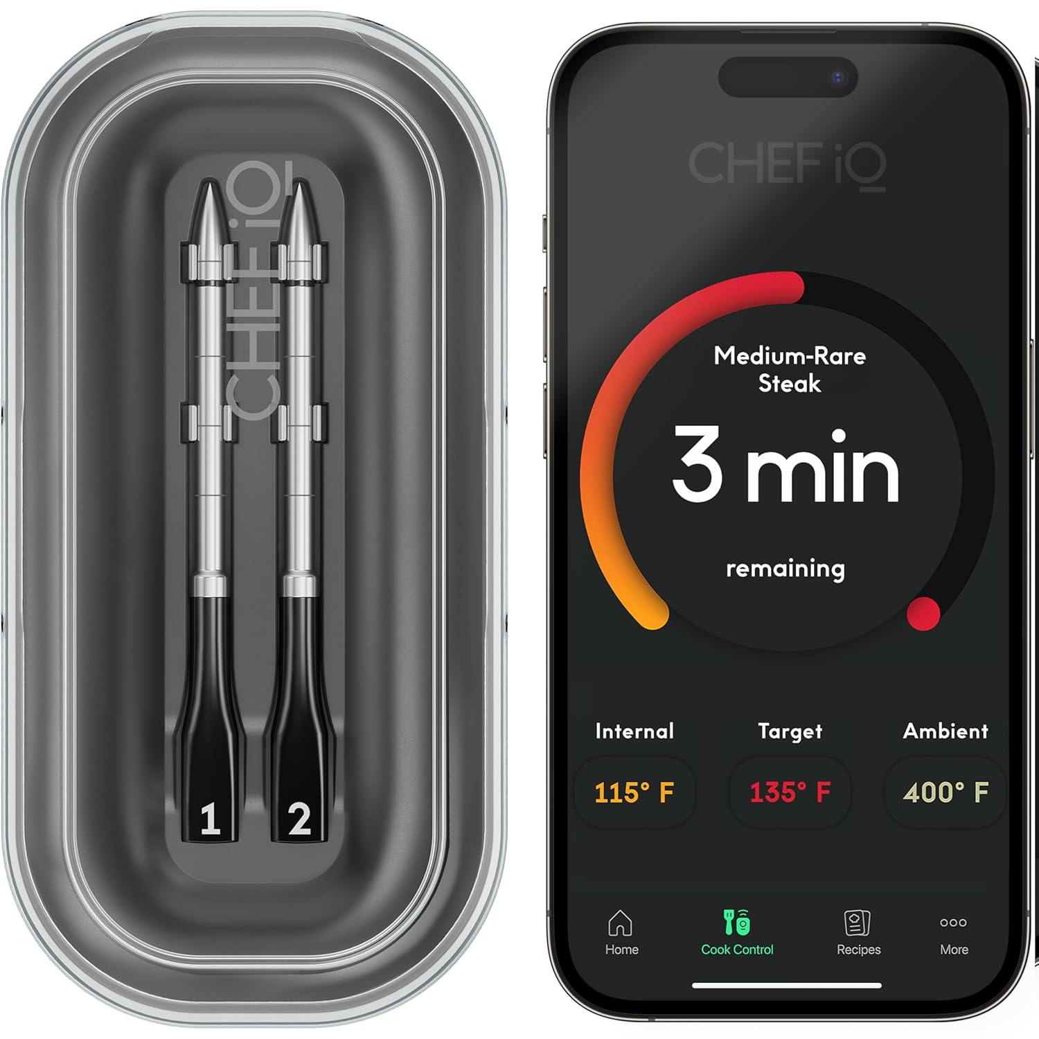 CHEF iQ Sense Smart Wireless Meat Thermometer with 2 Ultra-Thin Probes, Unlimite...