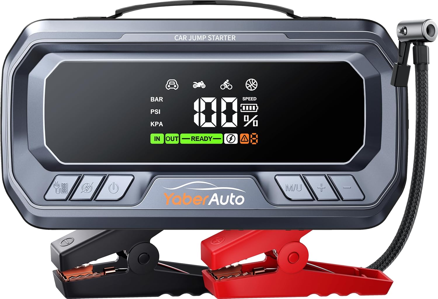 YaberAuto Portable Car Jump Starter with Air Compressor 160PSI, 6000A 65W Chargi...