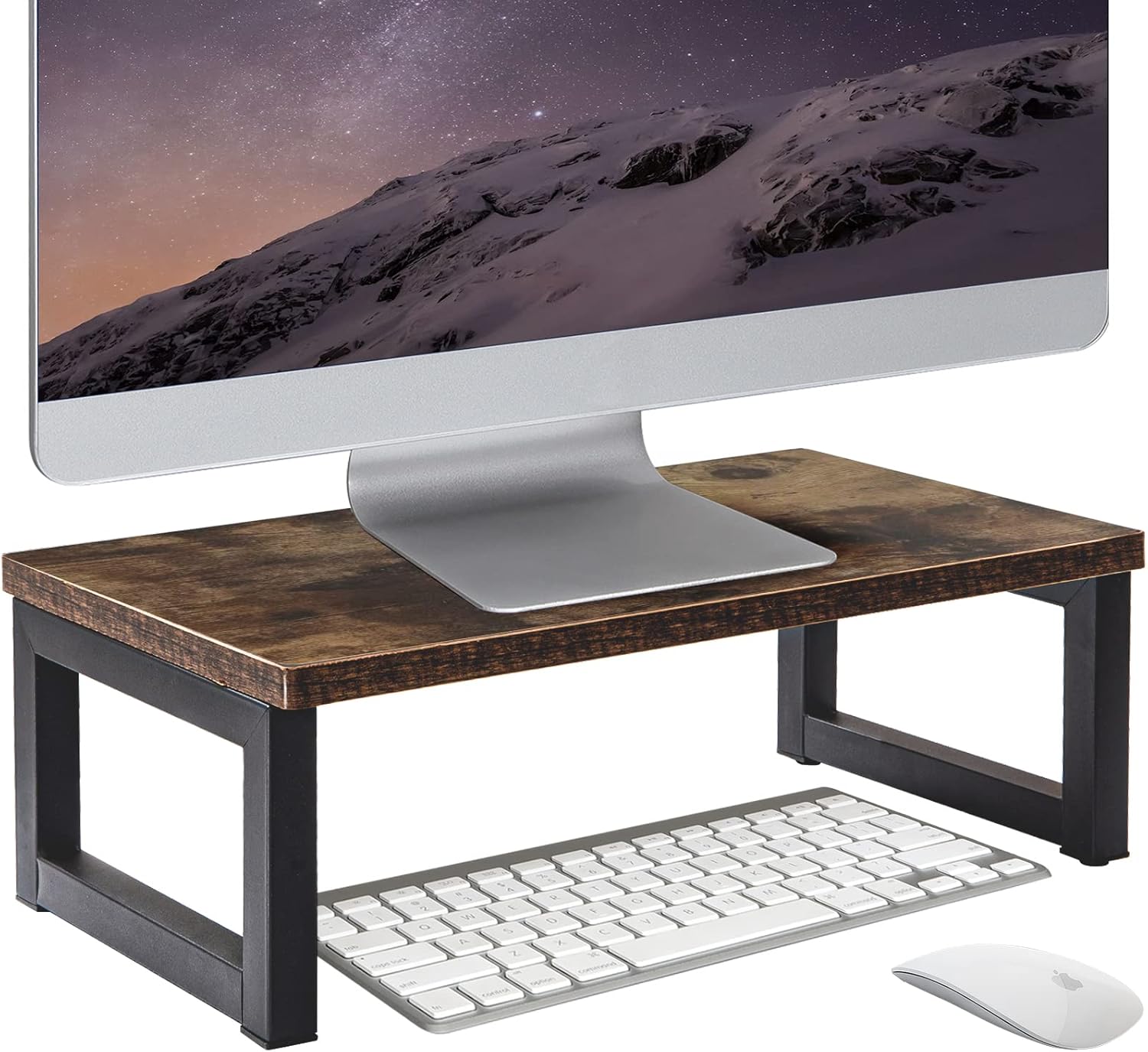 OROPY Wood Vintage Monitor Stand Holder, PC Laptop Computer Screen Riser, Deskto...
