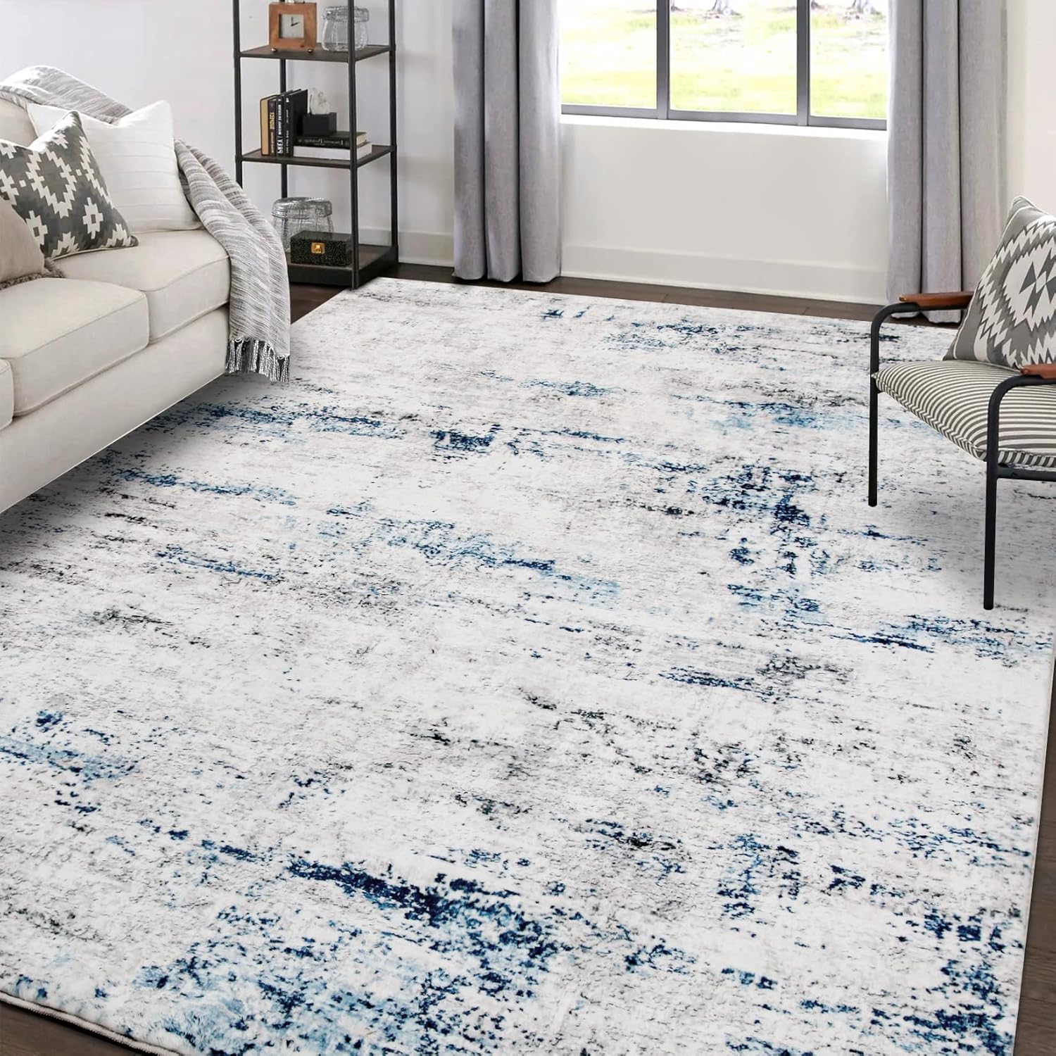 Area Rug Living Room Rugs: 8x10 Large Soft Indoor Carpet Modern Abstract Rug wit...