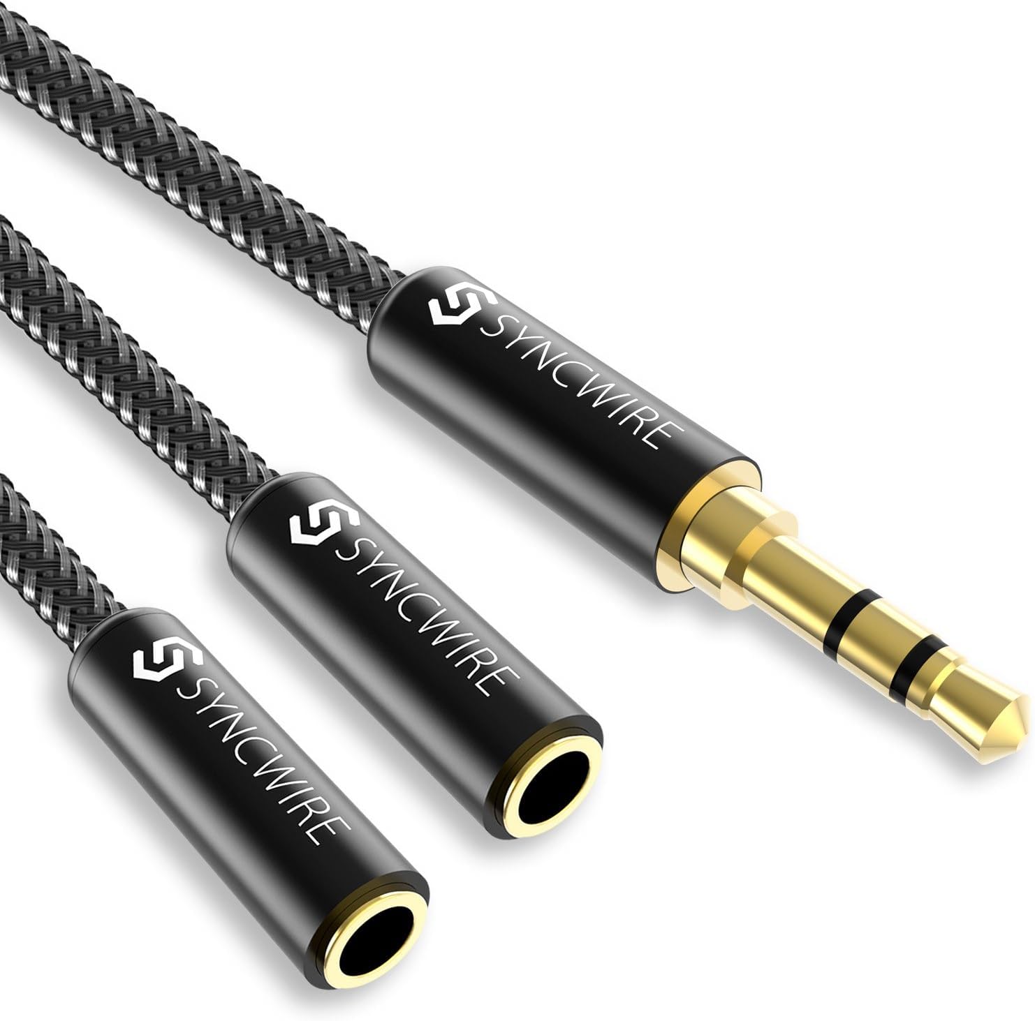 Syncwire Headphone Splitter, Nylon-Braided Extension Cable Audio Stereo Y Splitt...