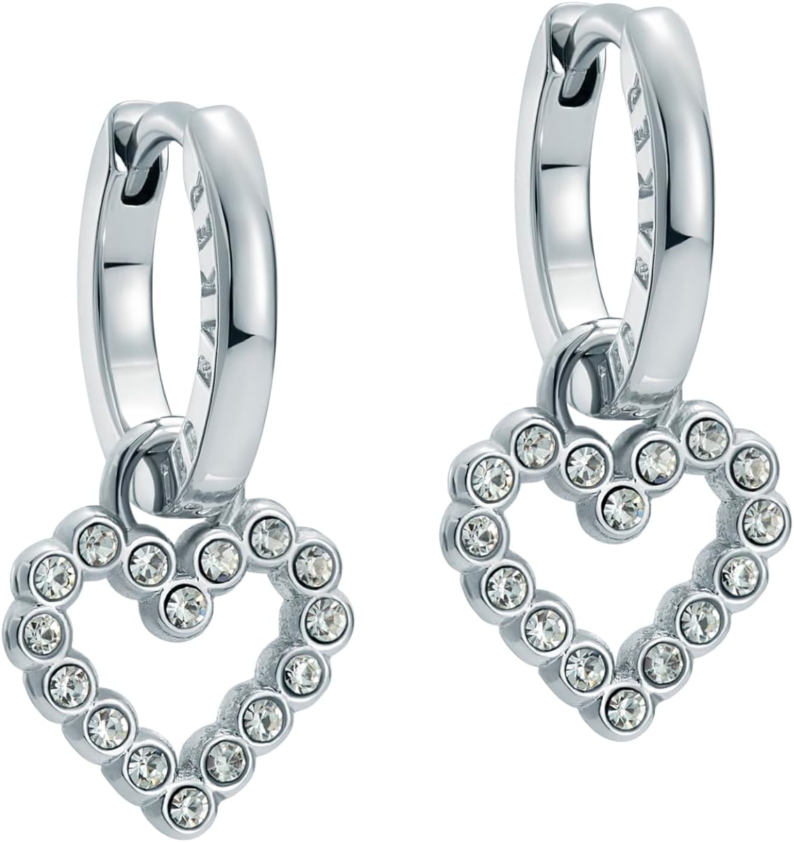 Ted Baker Amora Crystal Halo Heart Huggie Earrings For Women Silver/Crystal
