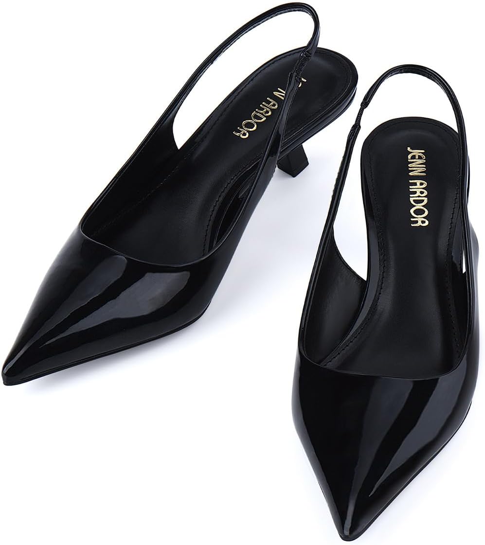 JENN ARDOR Slingback Heels for Women Low Heels Dress Shoes Kitten Pumps Dressy H...