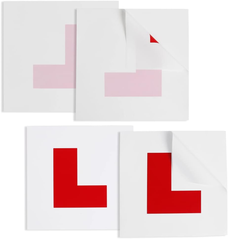 Onarway Learner Plate L Plate 4 Pack for driver learner, 2 PCS of Self Adhesive...