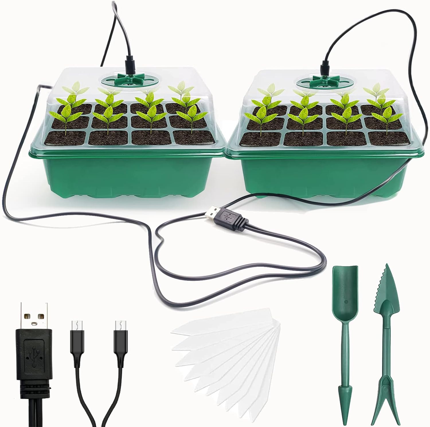 VDYXEW Seed Trays, Propagator with Lights, Seedling Tray Propagator with lids fo...