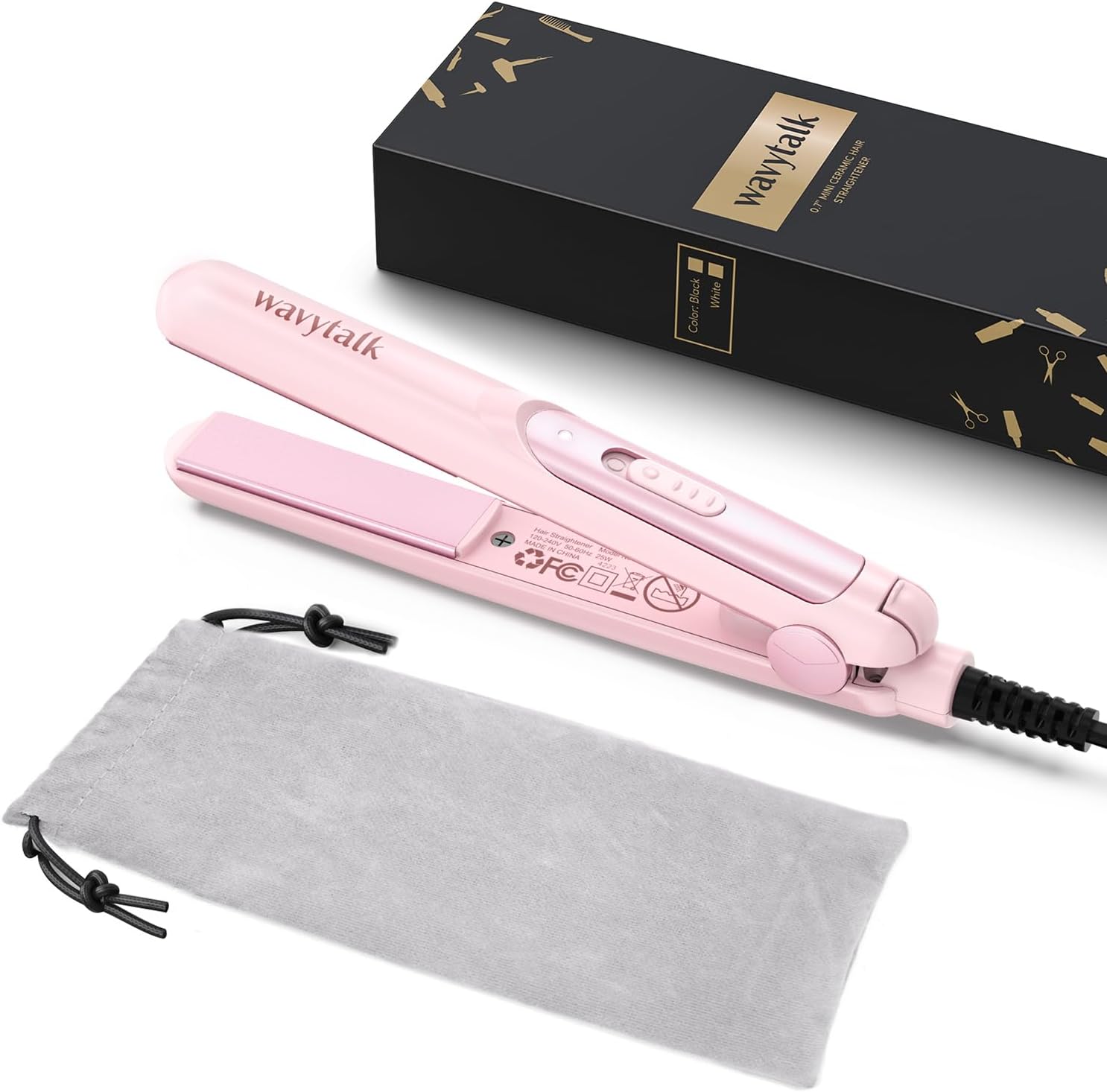 Wavytalk Mini Portable Flat Iron, 0.7 Inch Dual Voltage Hair Straightener - Smal...