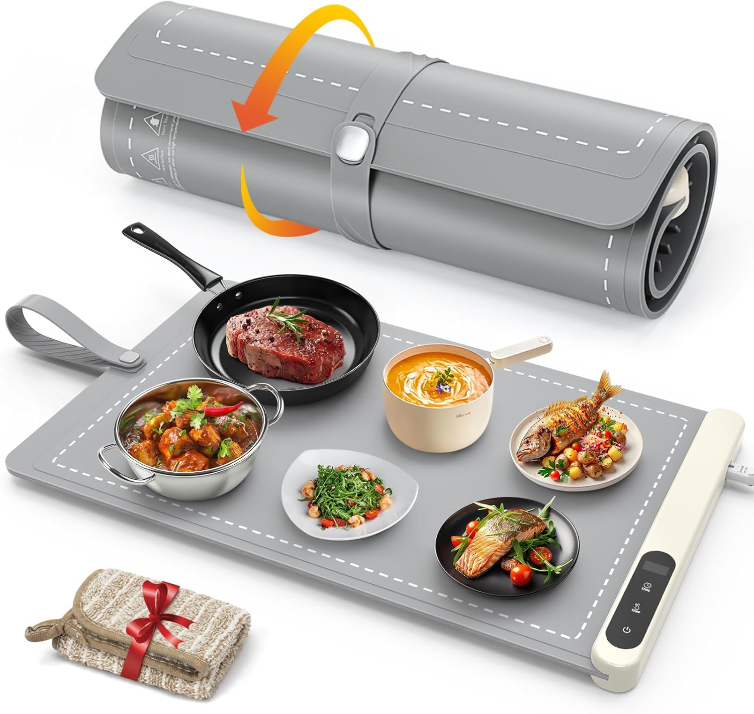 FYY Food Warming Mat - Electric Warming Tray with 6 Temperature Settings and 6 H...