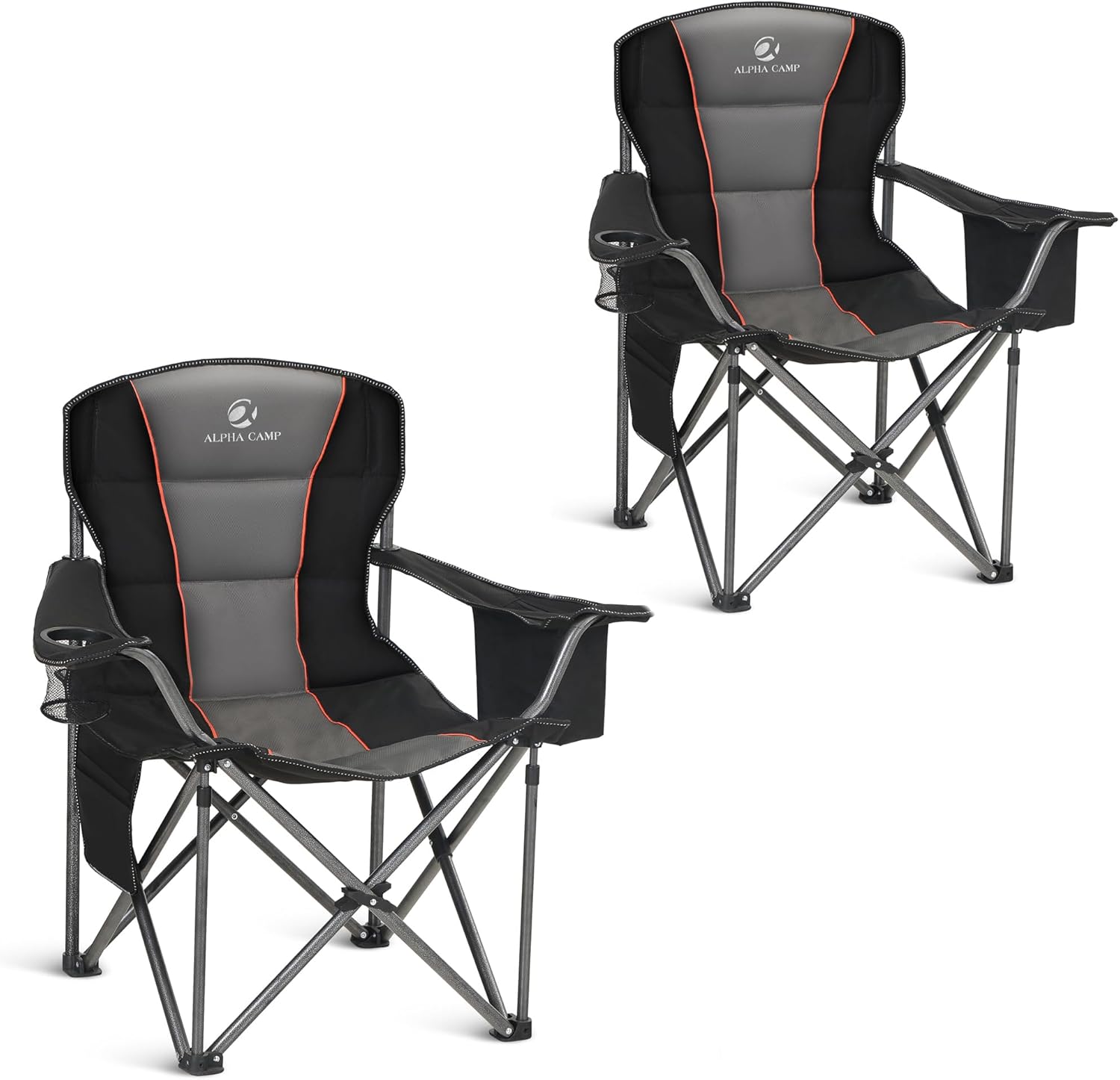 ALPHA CAMP Oversized Camping Folding Chair, Heavy Duty Support 450 LBS Steel Fra...