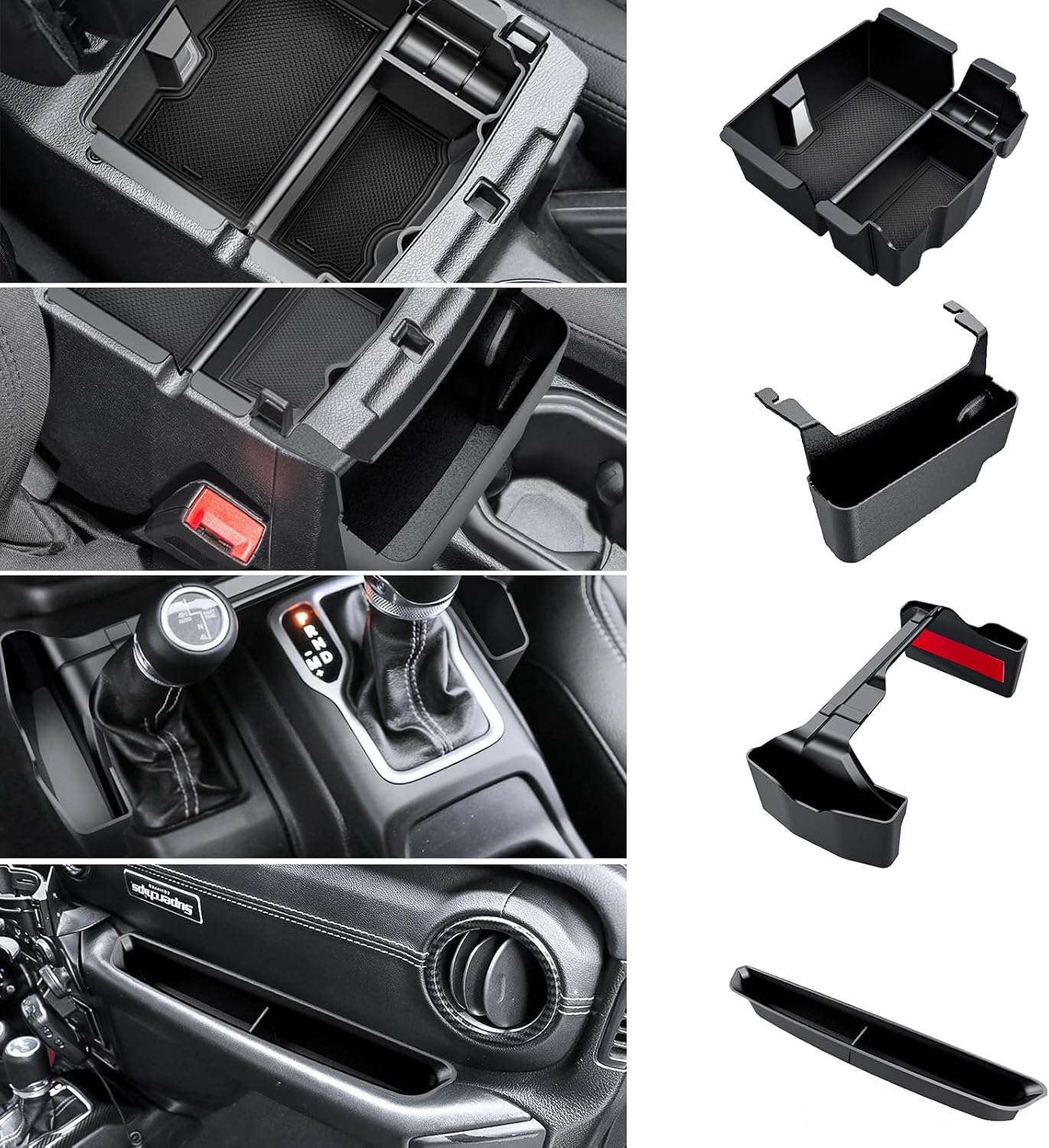 4PCS Center Console Organizer for 2018-2022 2023 Jeep Wrangler JL JLU and Gladia...