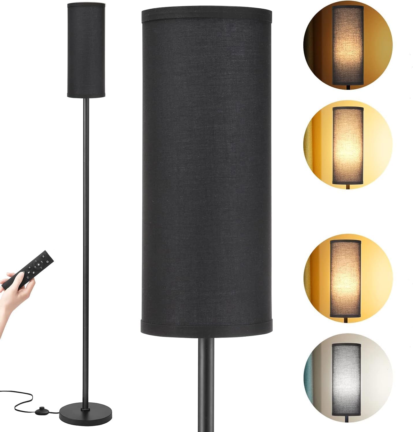 Aooshine Floor Lamp for Living Room, Black Corner Floor Lamp with Dimmable 3 Col...