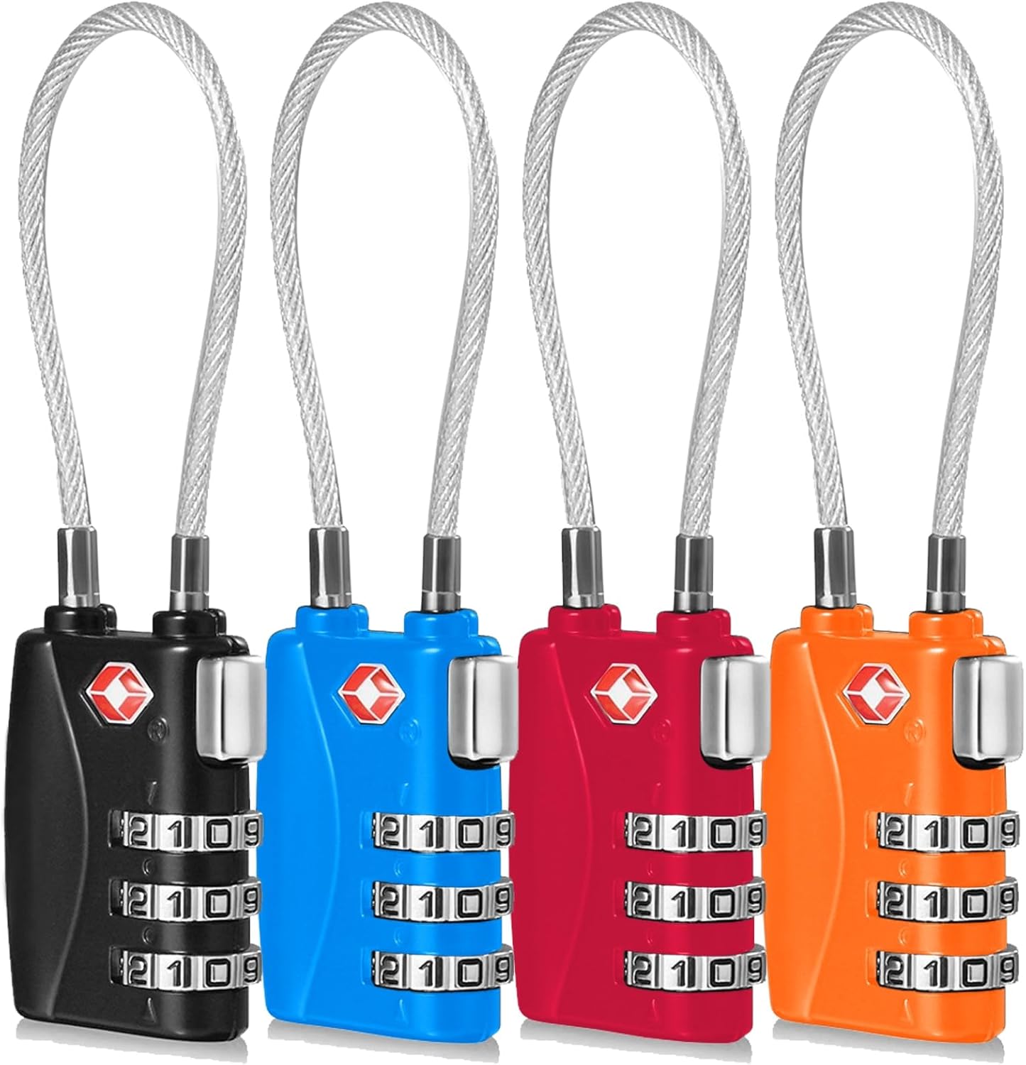 CFMOUR TSA Locks - 1, 2, 3, 4, 5, 6 Pack 3-Dial Travel Cable Combination Securit...