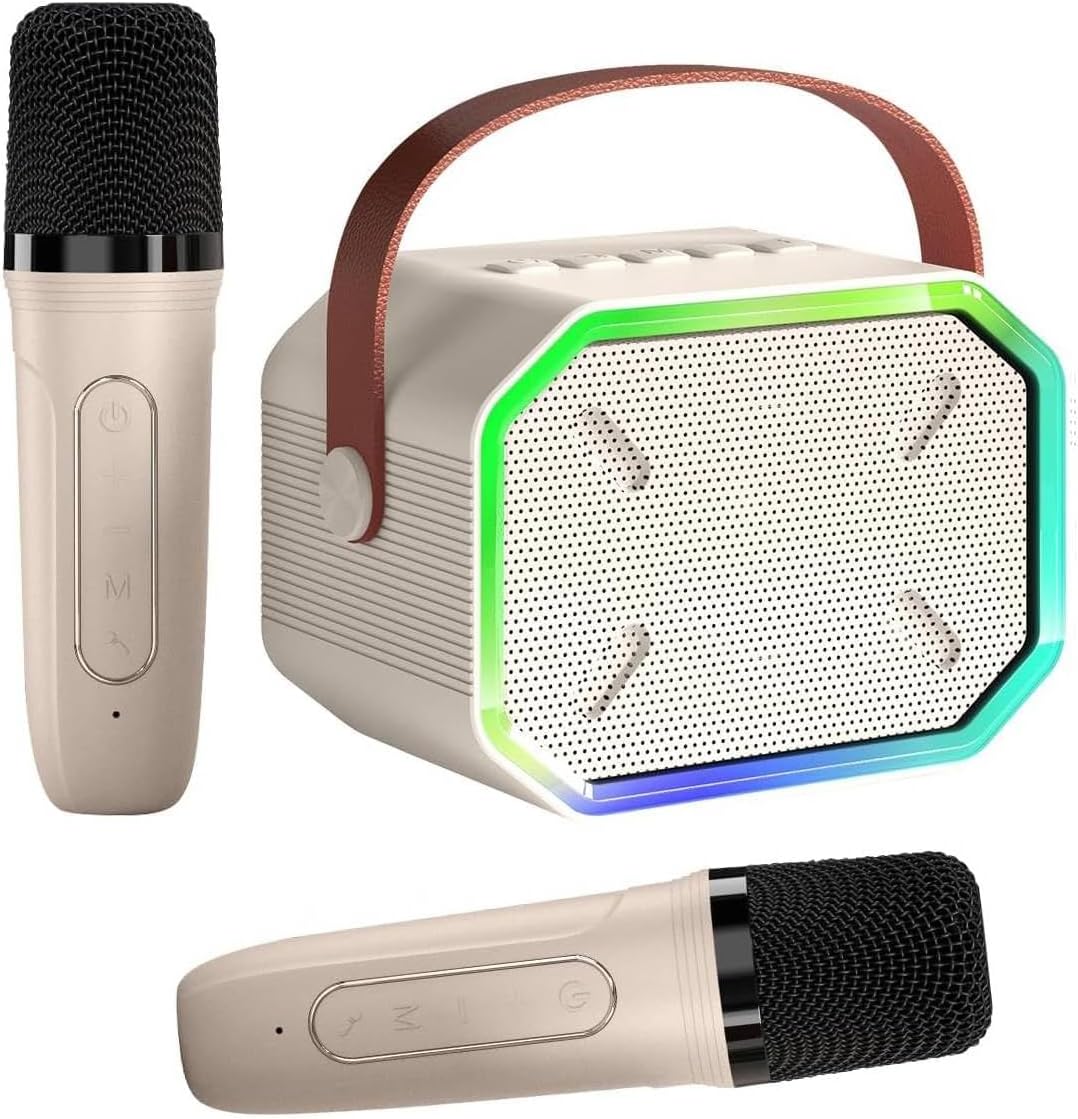 Karaoke Machine for Kids and Adults,Mini Portable Bluetooth Speaker with 2 Wirel...