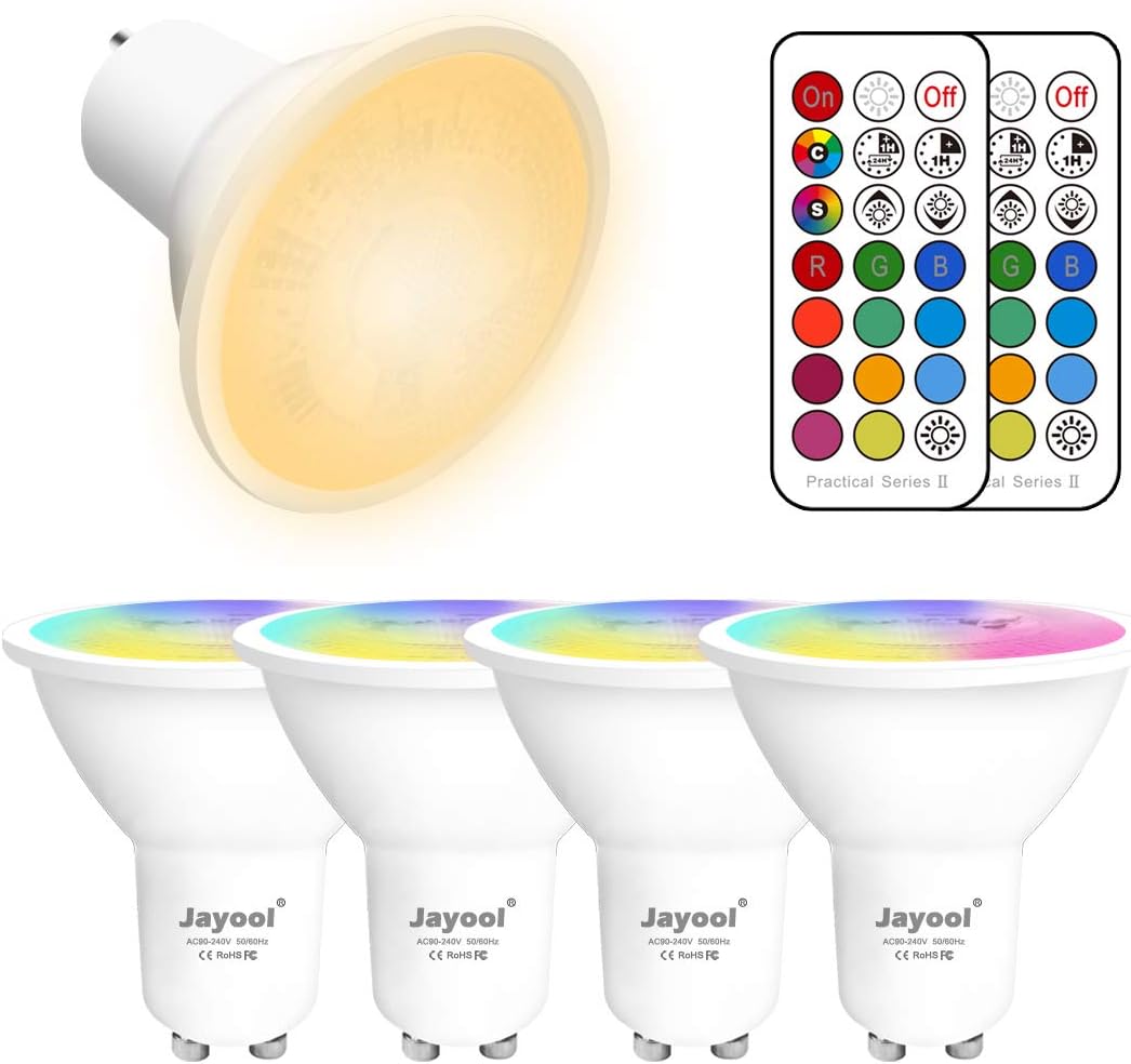 Jayool GU10 LED Light Bulbs, Dimmable 5W Colour Changing Spot Light with Remote,...