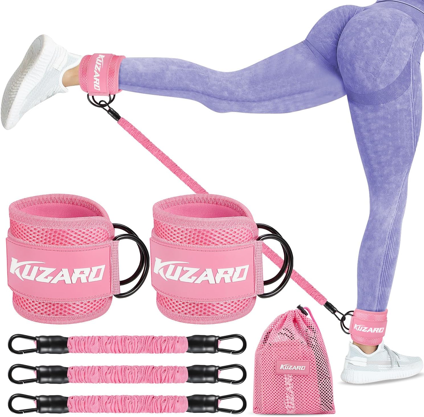 Resistance Bands Set with Ankle Straps, Glutes Wor...