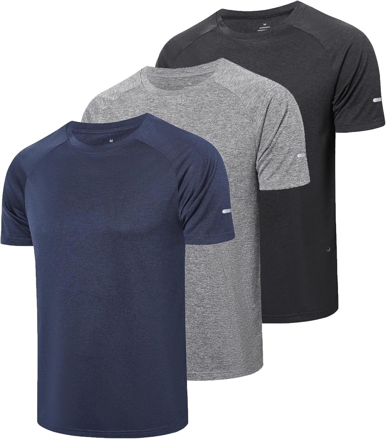 Gaiatiger 3 Pack Mens T-Shirts Quick Dry Short Sleeve Tops Moisture Wicking Acti...