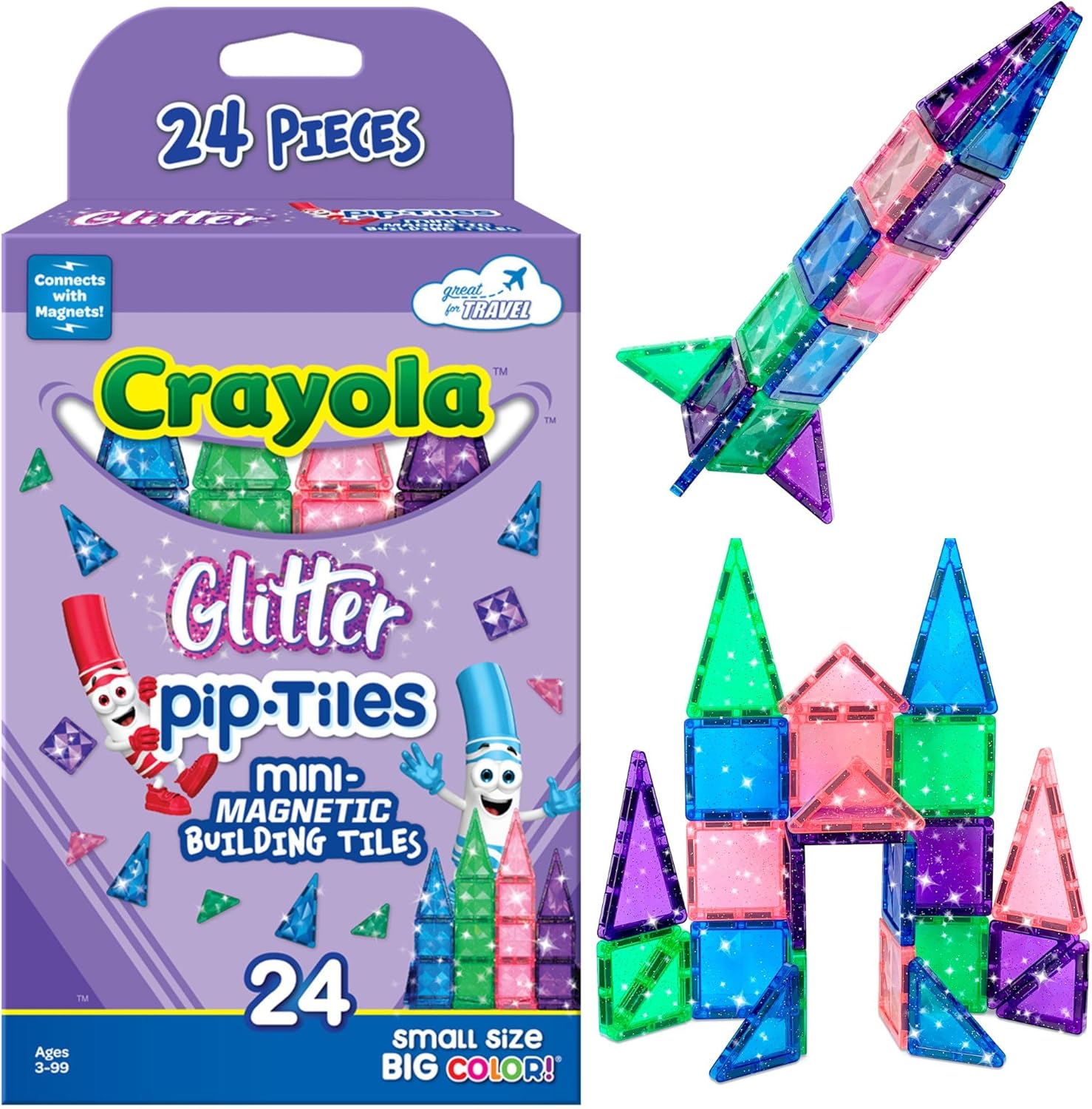 CreateOn Crayola Mini Magnetic PIP-Tiles, Building Set for Kids, Magnetic Buildi...