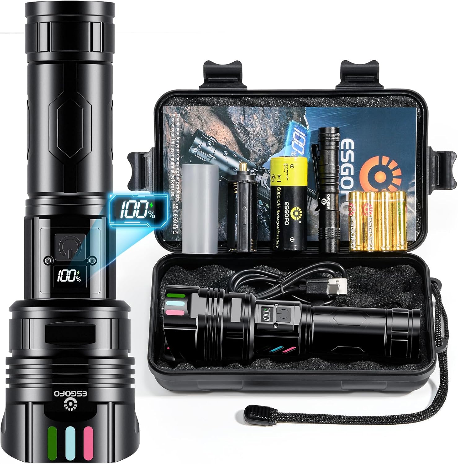 Super Bright Flashlight 1000000 High Lumens Rechargeable,Powerful Long Distance...