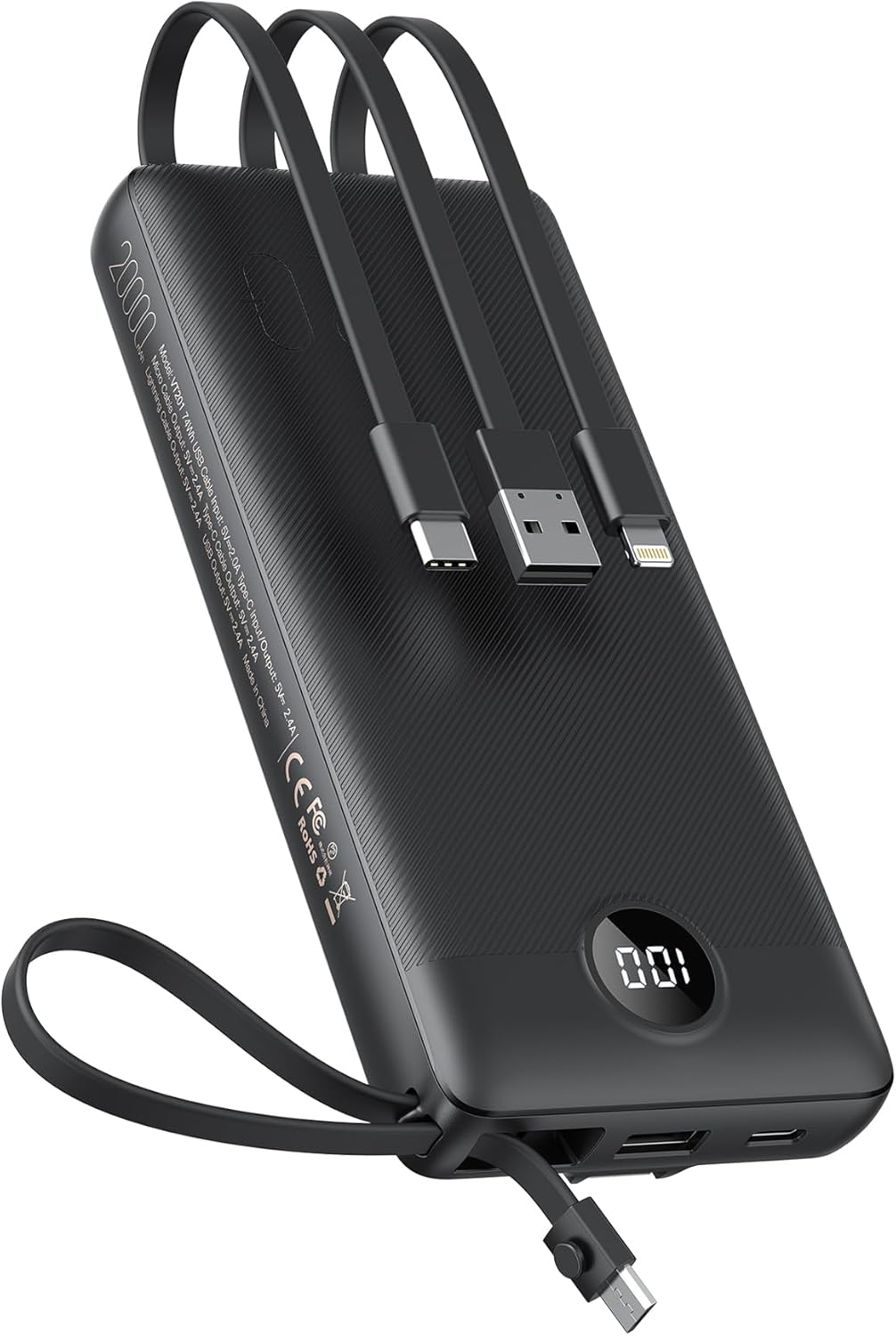 VEEKTOMX Portable Charger with Built-in Cables, 20000mAh Power Bank for iPhone,...