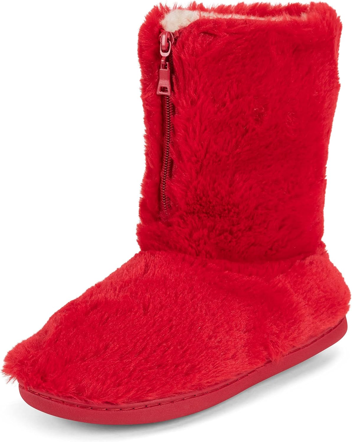 Polar Womens Memory Foam Zipper Faux Fur Covered Rubber Sole Indoor Outdoor Cosy...