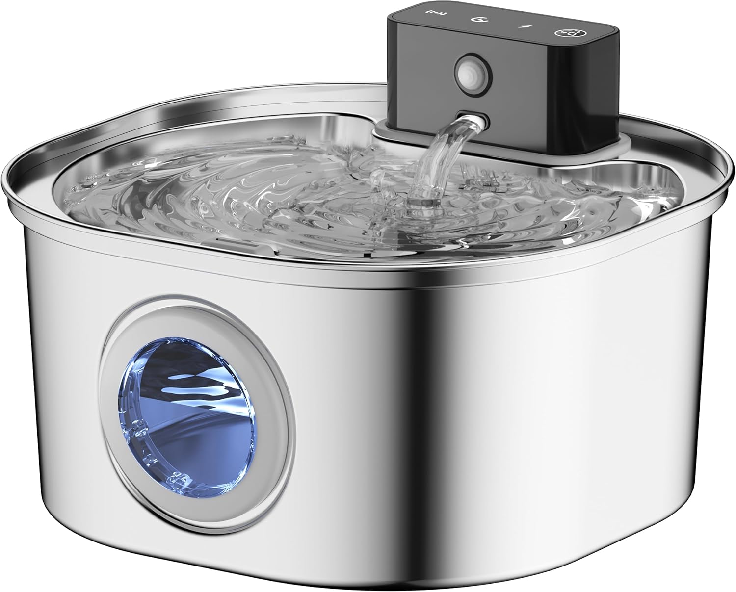 Stainless Steel Wireless Cat Water Fountain: Voluas 3.2L/108oz 3-Modes Pet Drink...